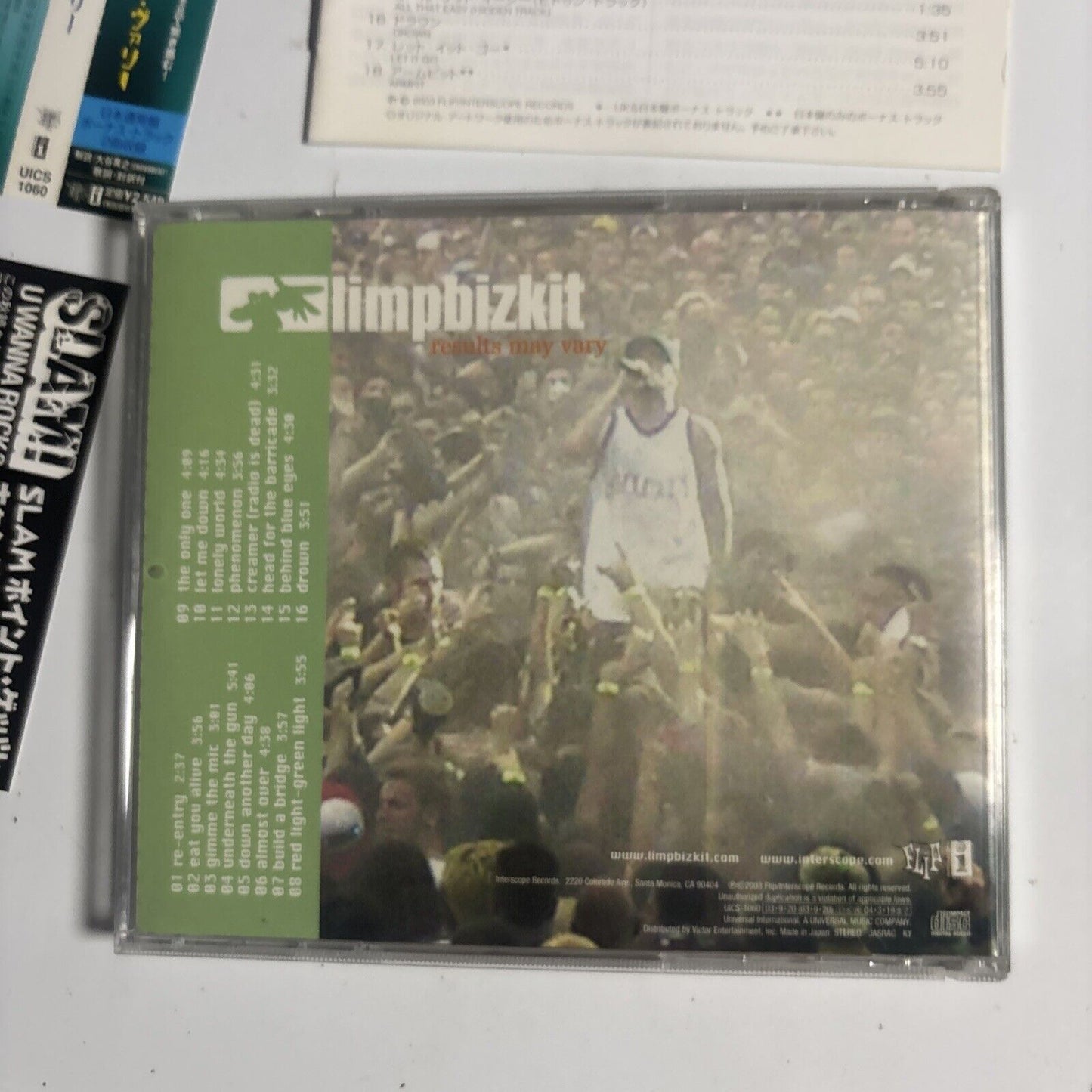 Limp Bizkit – Results May Vary (CD, 2003) uics-1060 Japan obi