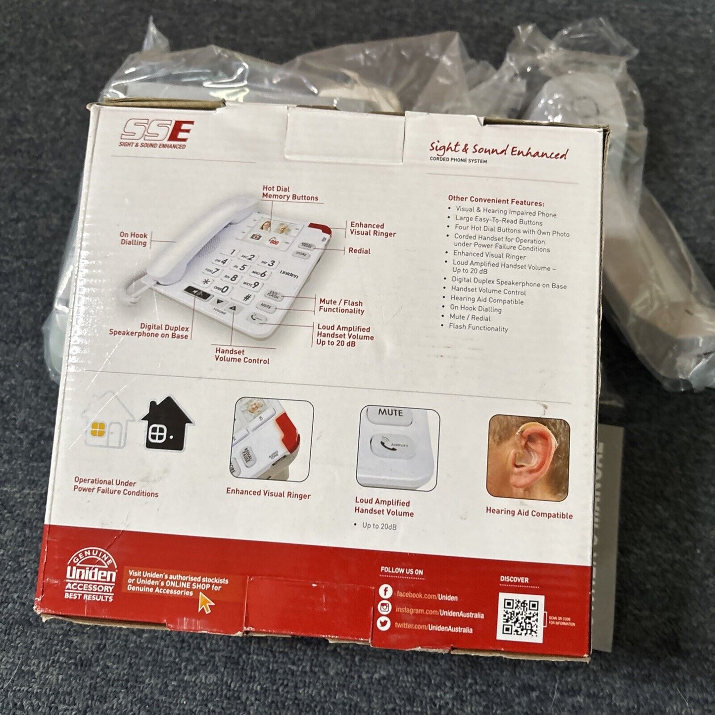 Uniden Sight & Sound Enhanced Corded Phone (SSE34) *Never Used*