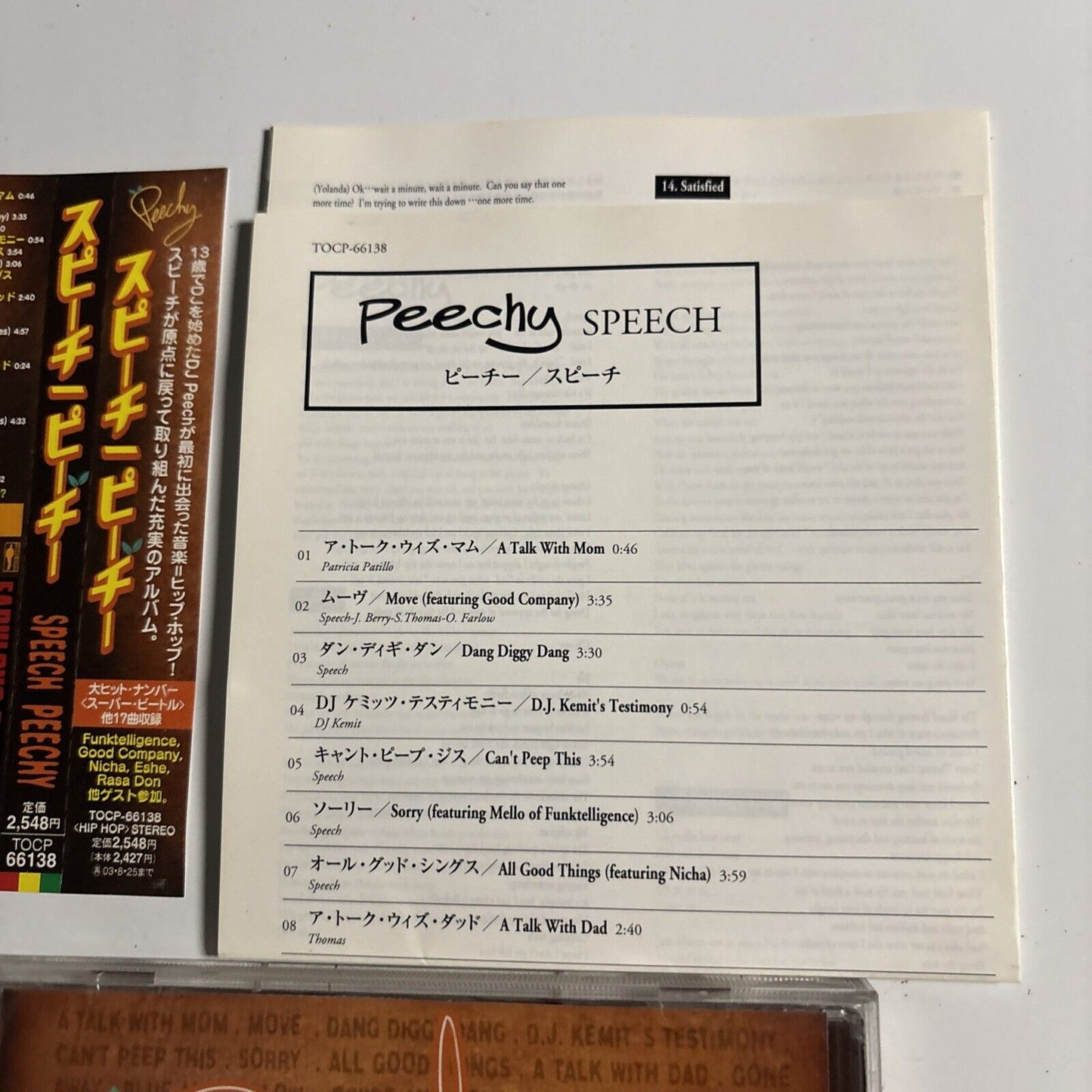 Speech – Peechy (CD, 2003) tocp-66138 Japan obi