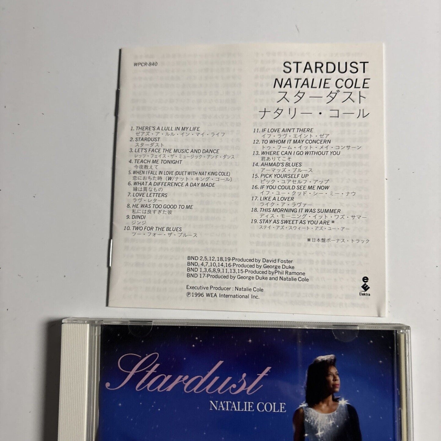 Natalie Cole – Stardust (CD, 1996) wpcr-840 Japan