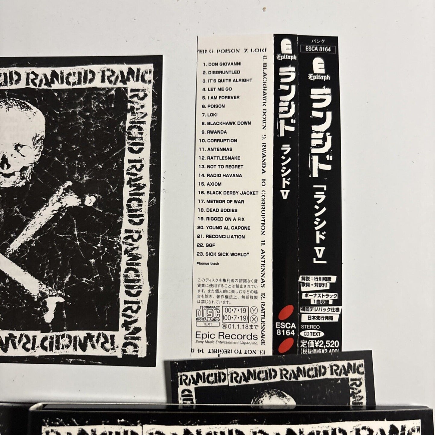 Rancid – Rancid (CD, 2000) esca-8164 Japan obi, Digipak Sticker