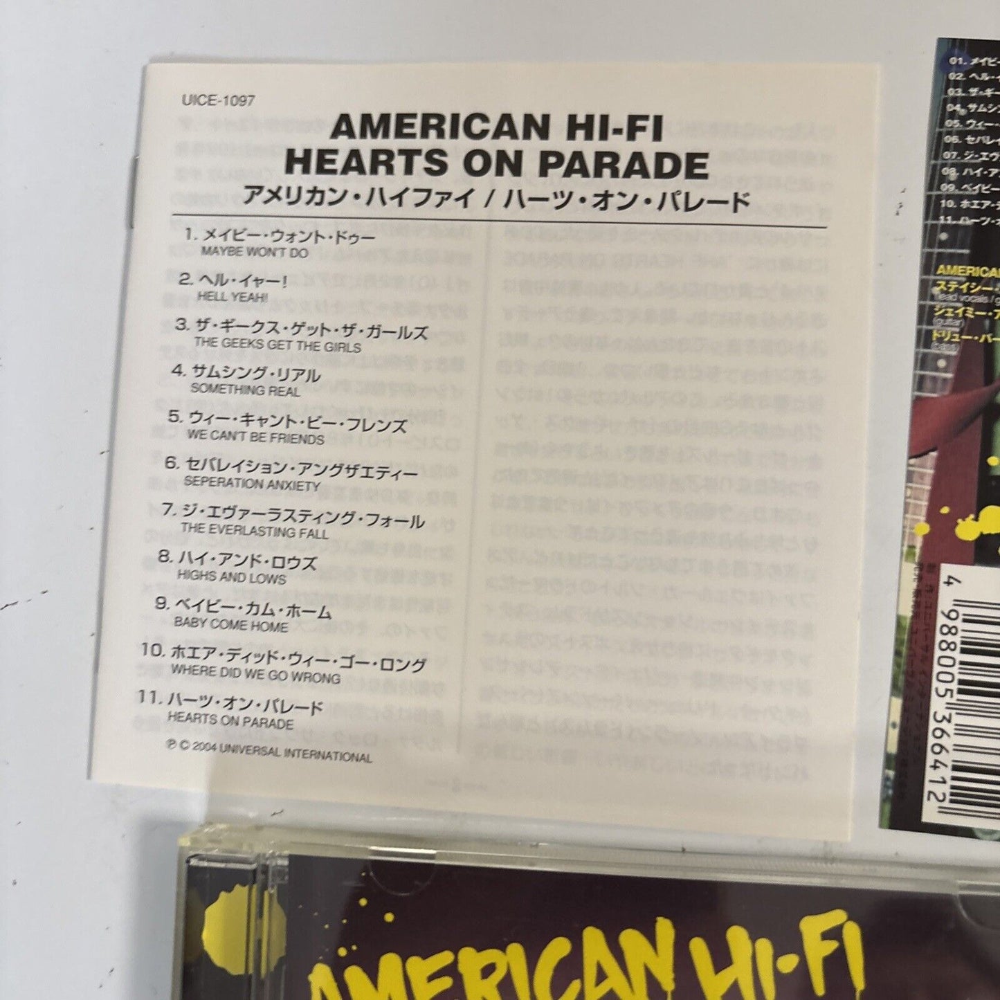 American Hi-Fi – Hearts On Parade (CD, 2004) uice-1097 Japan obi