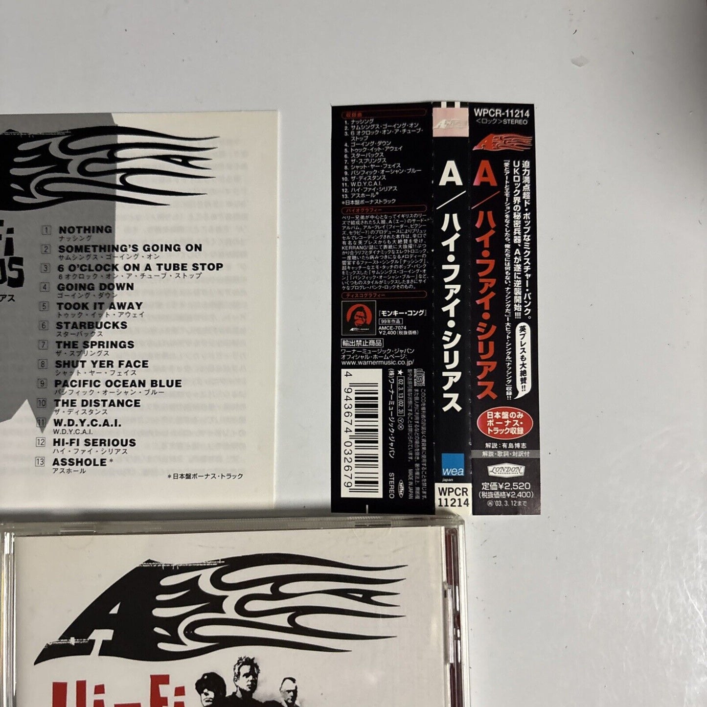 A – Hi-Fi Serious (CD, 2002) wpcr-11214 Japan Bonus Track, obi