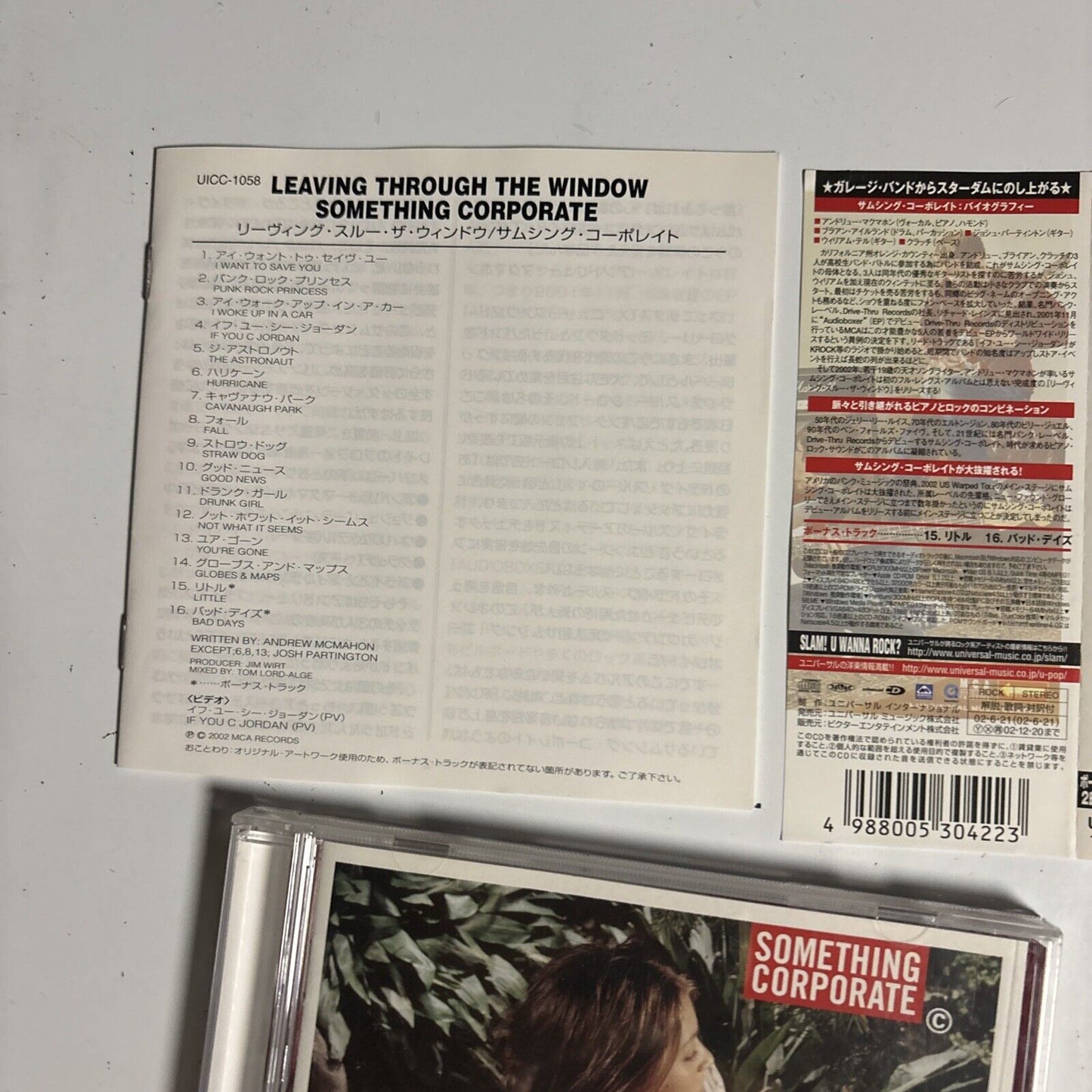 Something Corporate – Leaving Through The Window (CD, 2002) uicc-1058 Japan obi