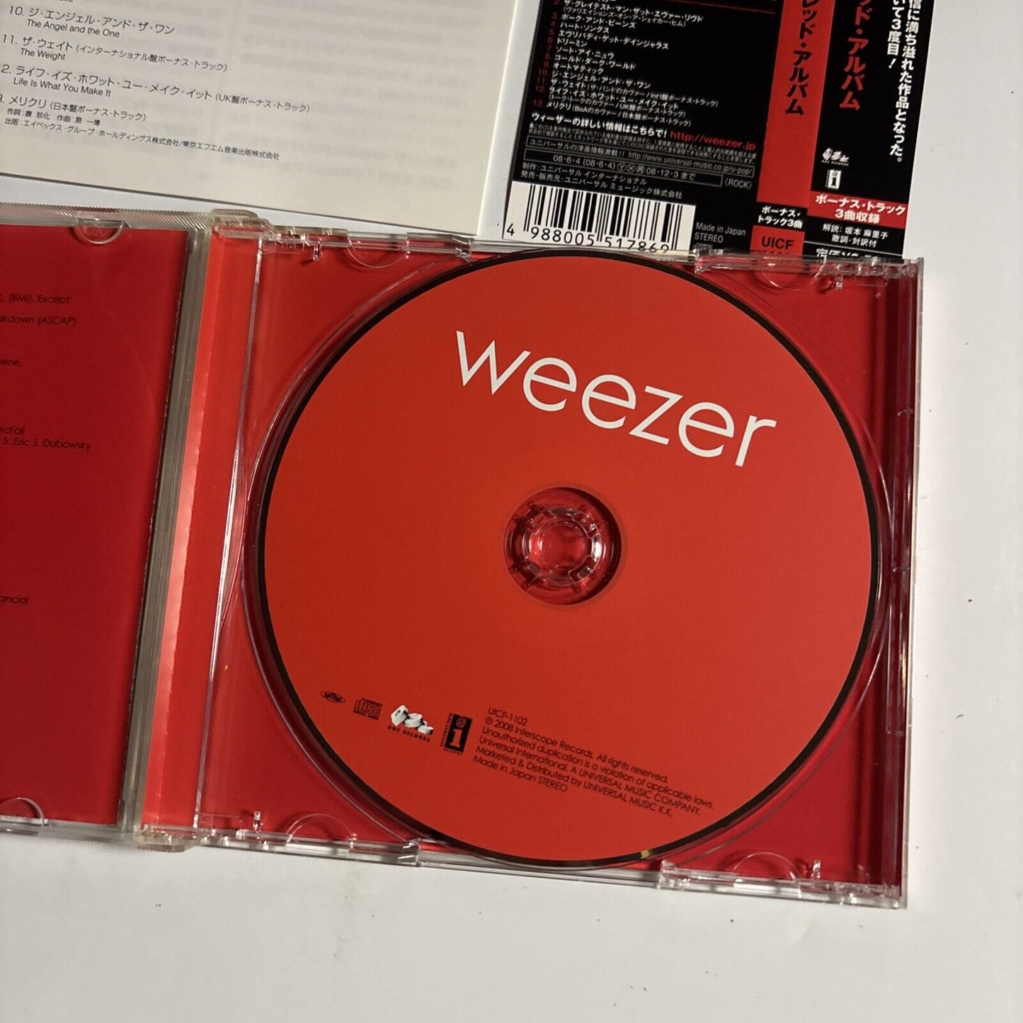 Weezer – Weezer [Red Album] (CD, 2008) uicf-1102 Japan Bonus Track, obi
