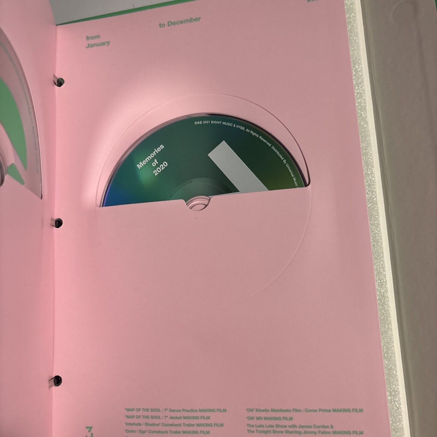 BTS Memories of 2020 DVD 7-Disc Japan Version Region 2, Folder, Photocard