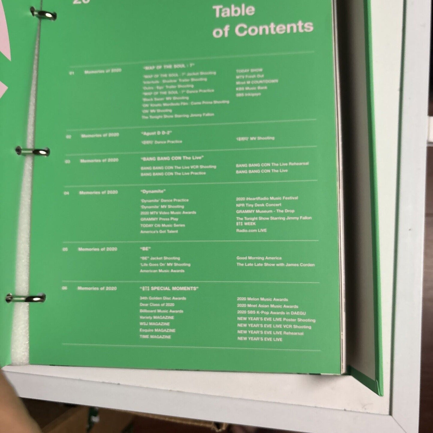 BTS Memories of 2020 DVD 7-Disc Japan Version Region 2, Folder, Photocard