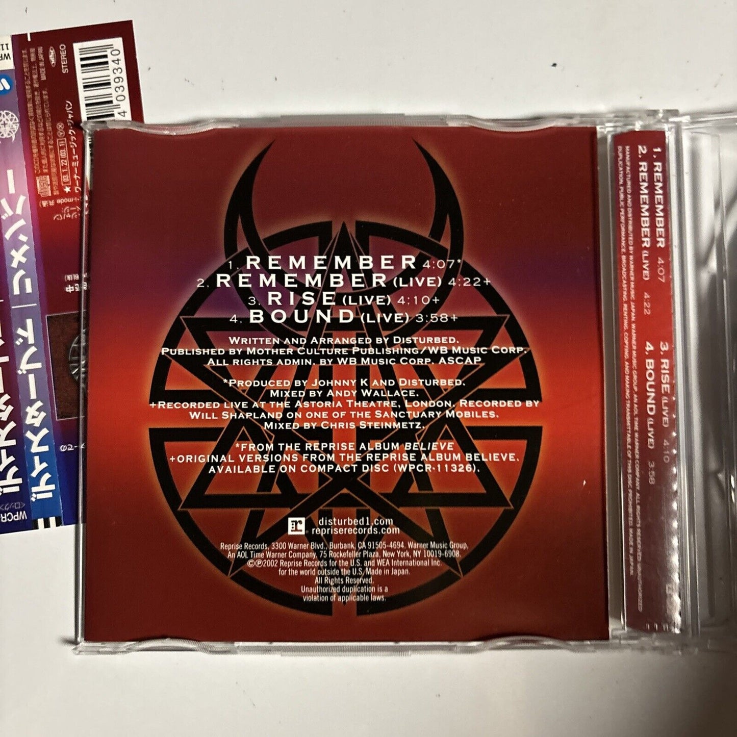 Disturbed – Remember (CD, 2003) wpcr-11399 Japan obi