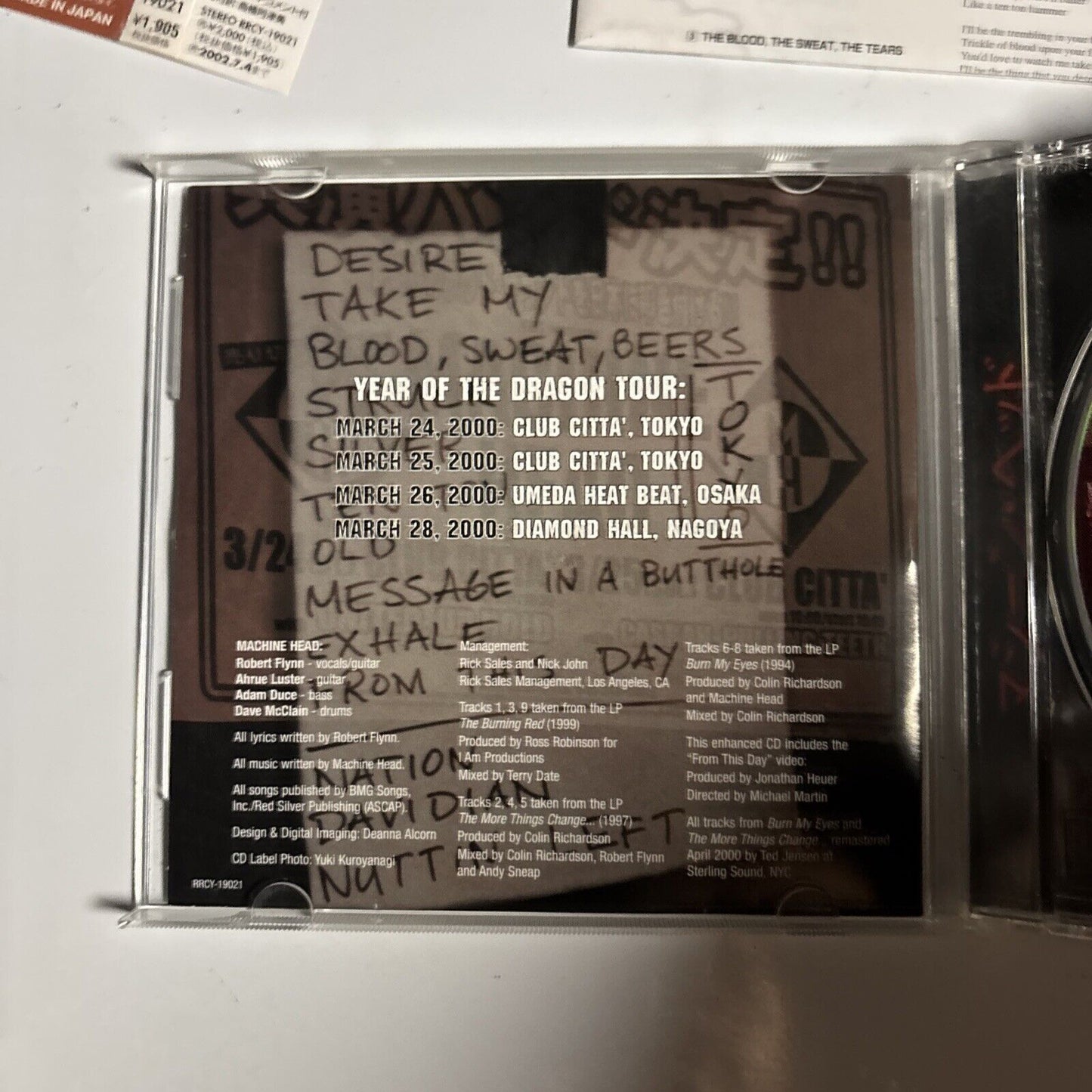 Machine Head – Year Of The Dragon Tour Diary: Japan (CD, 2000) Japan obi