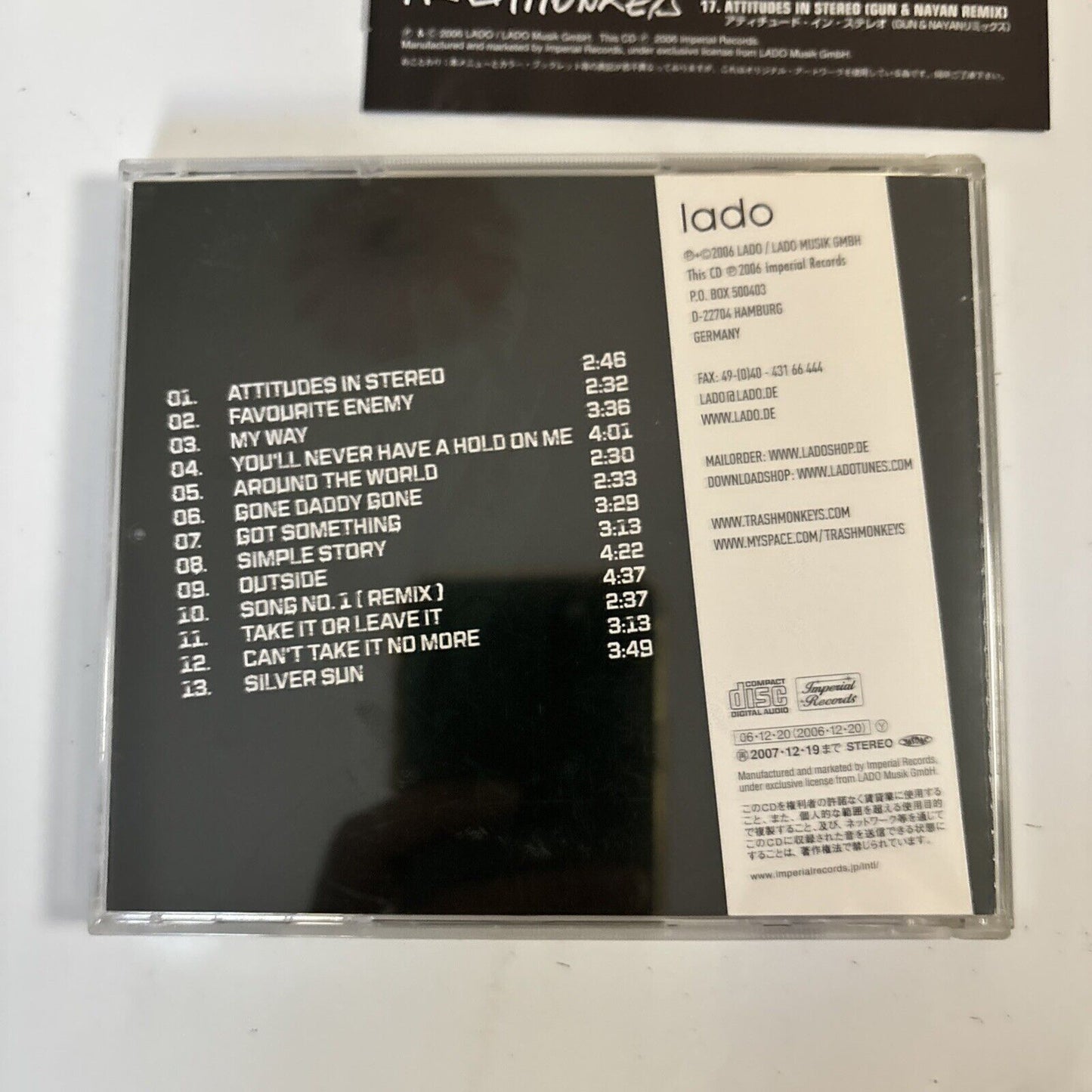 Trashmonkeys – Favourite Enemy (CD, 2007) teci-24400 Japan