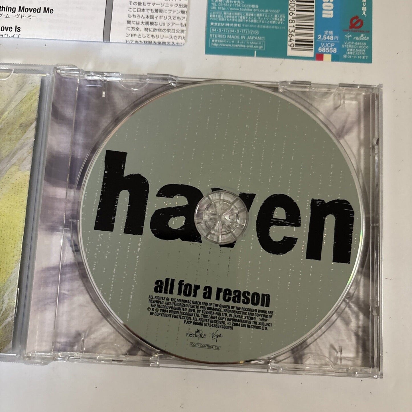 Haven – All For A Reason (CD, 2004) vjcp-68558 Japan Bonus Track, obi