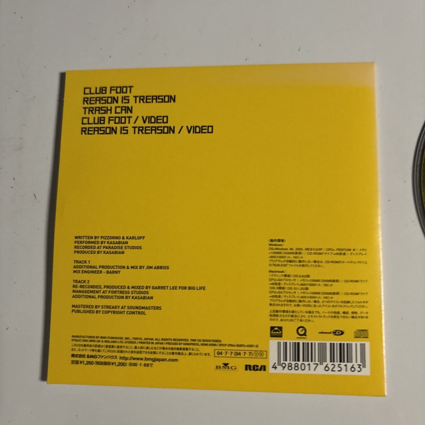 Kasabian – Club Foot EP (2005, Cardsleeve, CD) bvcp-29044 Japan