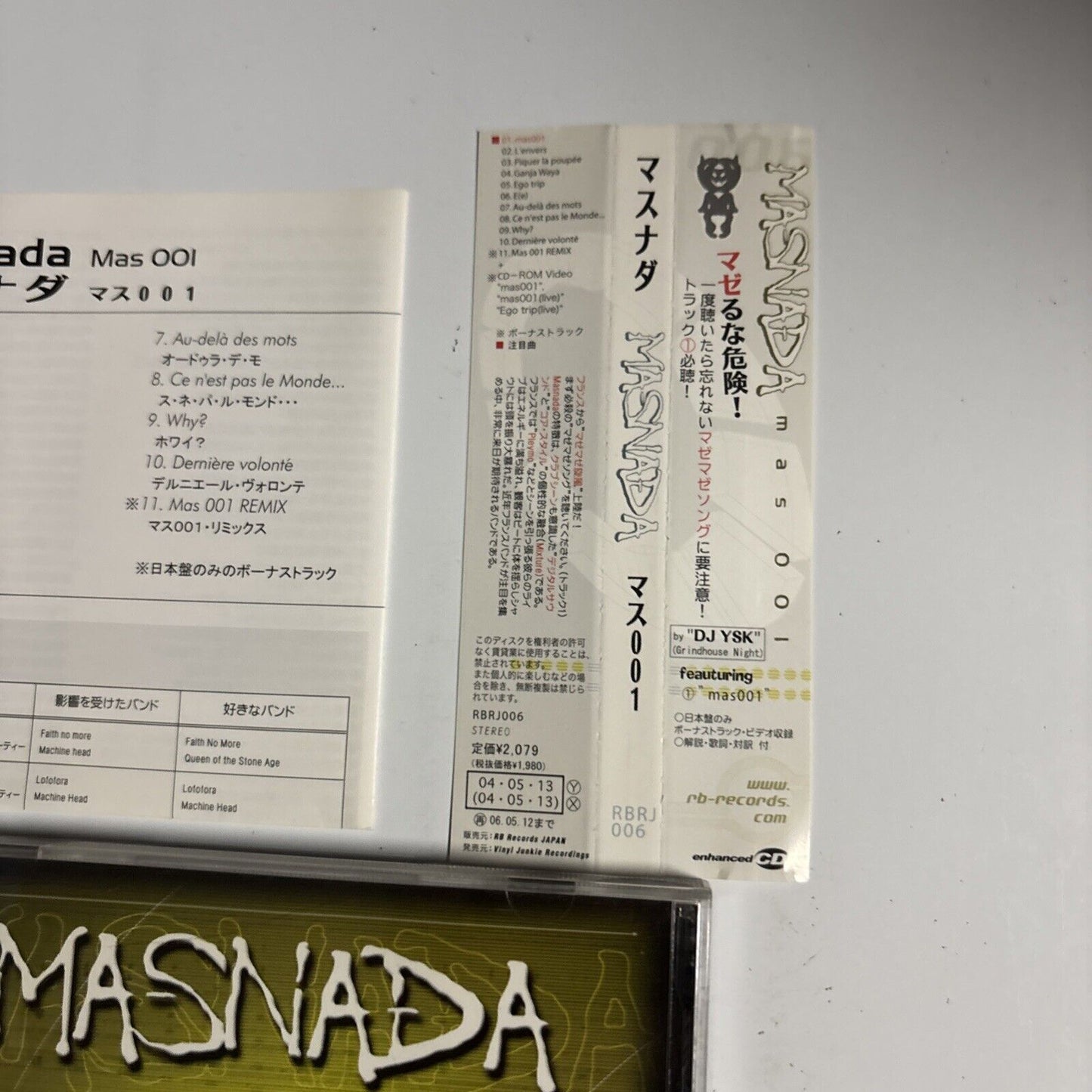 Masnada – Mas 001 (CD, 2004) rbrj-006 Japan obi
