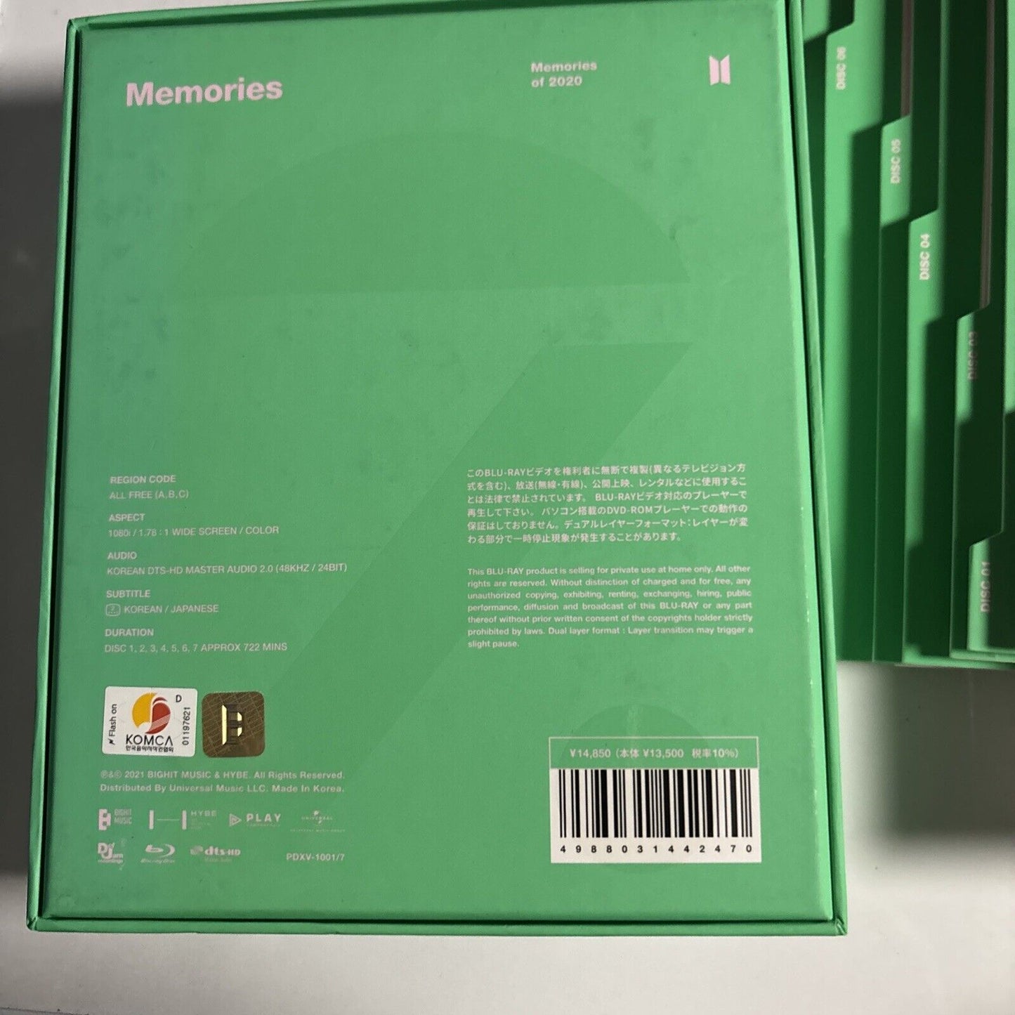 BTS – Memories Of 2020 (2021, Blu-ray) All Regions pdxv-1001/7 Japan