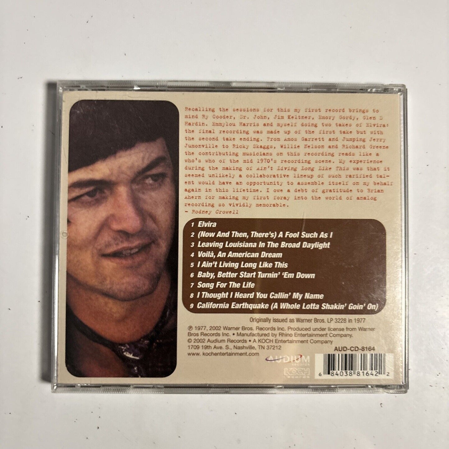 Rodney Crowell – Ain't Living Long Like This (CD, 2002) AUD-CD-8164