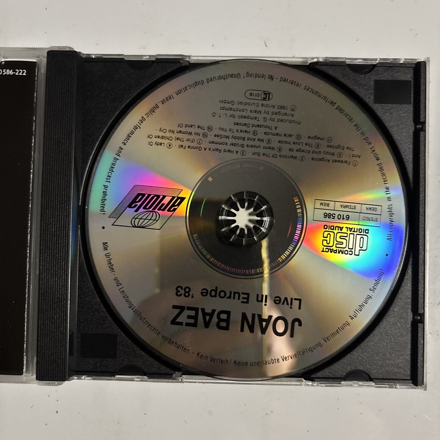 Joan Baez – Live Europe 83 - Children Of The Eighties (CD, 1983)