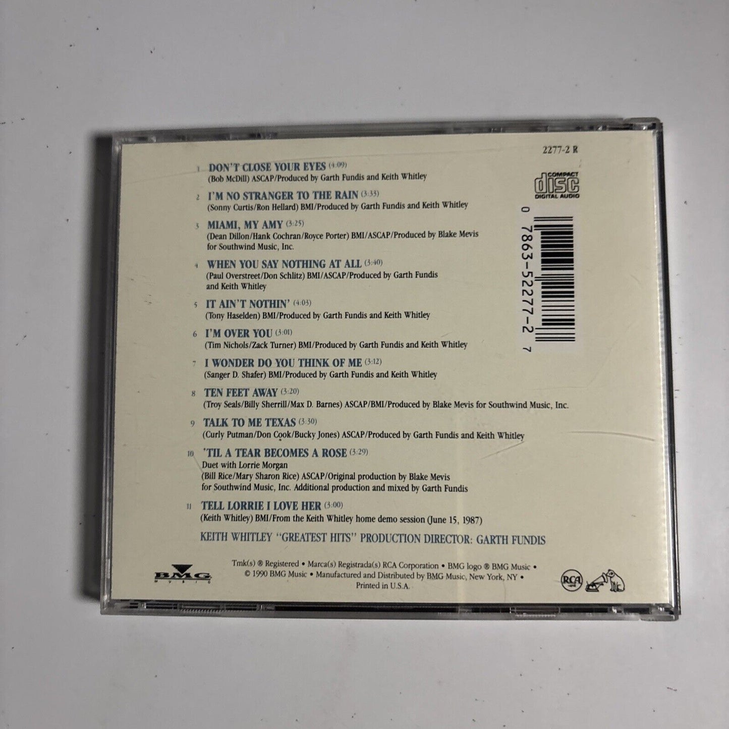 Keith Whitley – Greatest Hits (CD, 1990) 2277-2-R