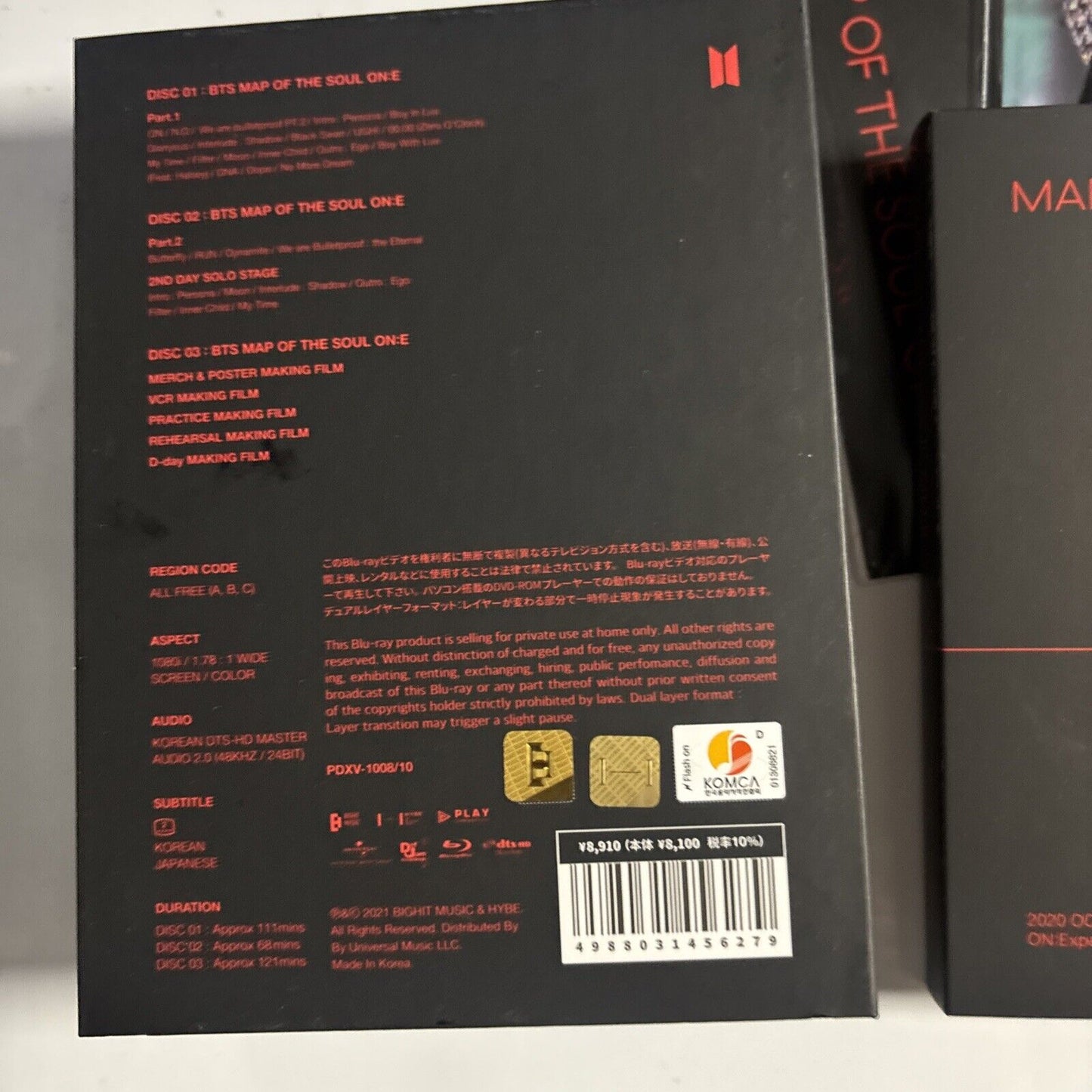 BTS - Map Of The Soul ON:E (Bluray, 2021, 3-Disc) Japan Photo Book All Regions