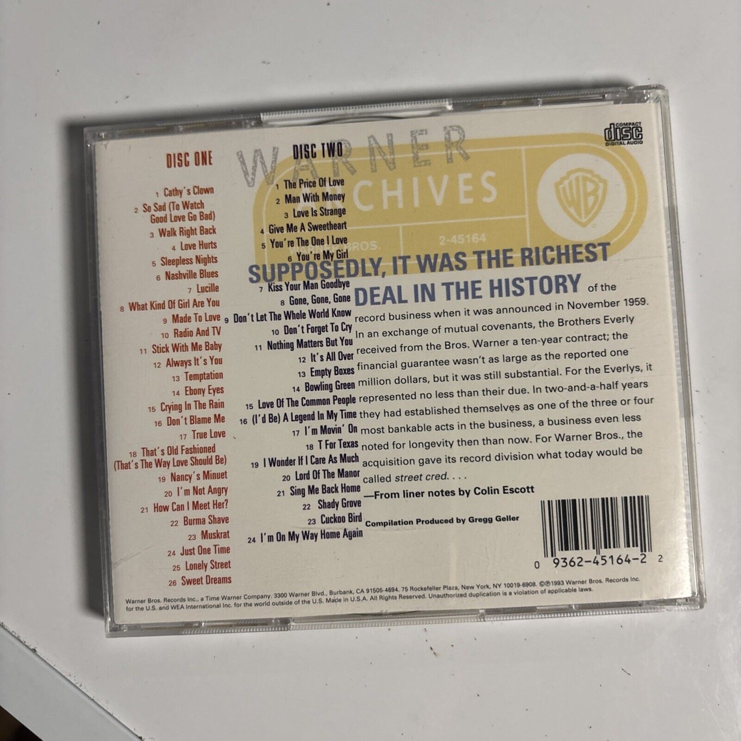 Walk Right Back: The Everly Brothers On Warner Bros. 1960 To 1969 (CD, 1993)