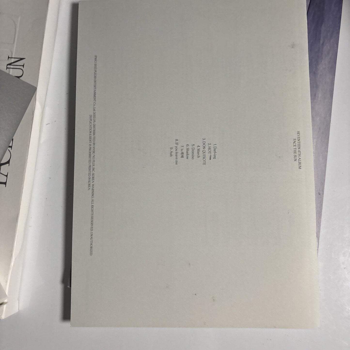 Seventeen – Face The Sun ep.2 Shadow (CD, 2022) pld0145 Korea Photo Book Card
