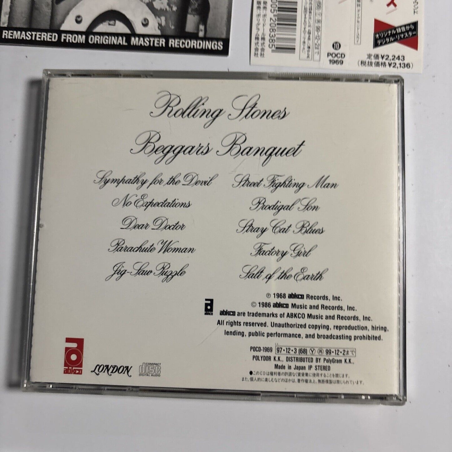 The Rolling Stones – Beggars Banquet (CD, 1997) pocd-1969 Japan obi