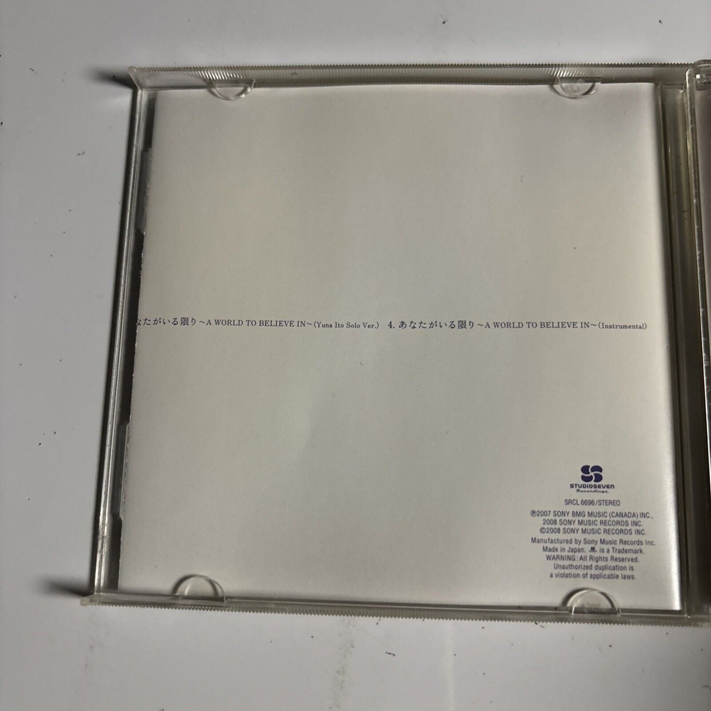 Celine Dion & Yuna Ito – A World To Believe In (CD, 2008) SRCL 6696 Japan