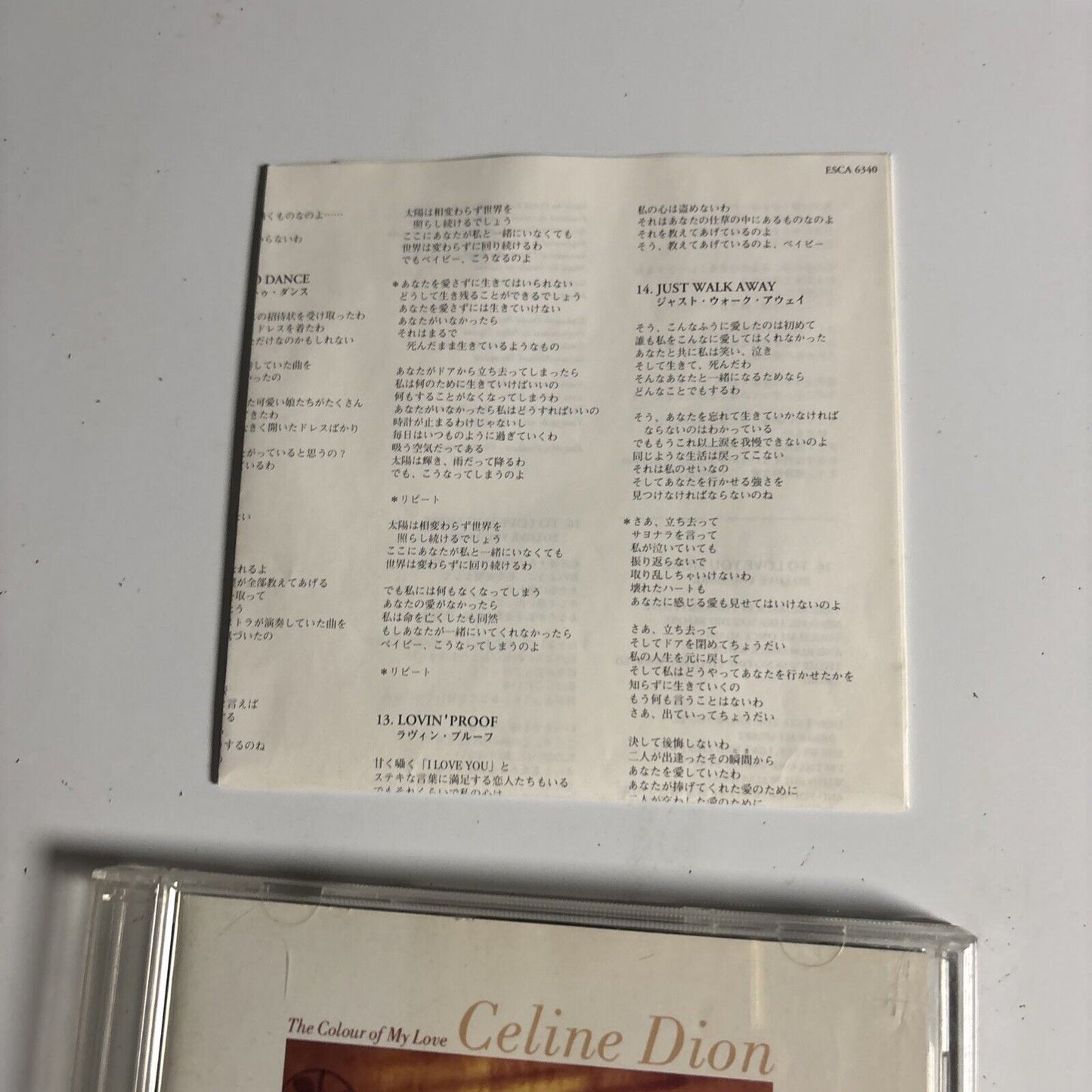 Celine Dion - The Colour Of My Love (CD 1995) esca-6340 Japan missing back cover