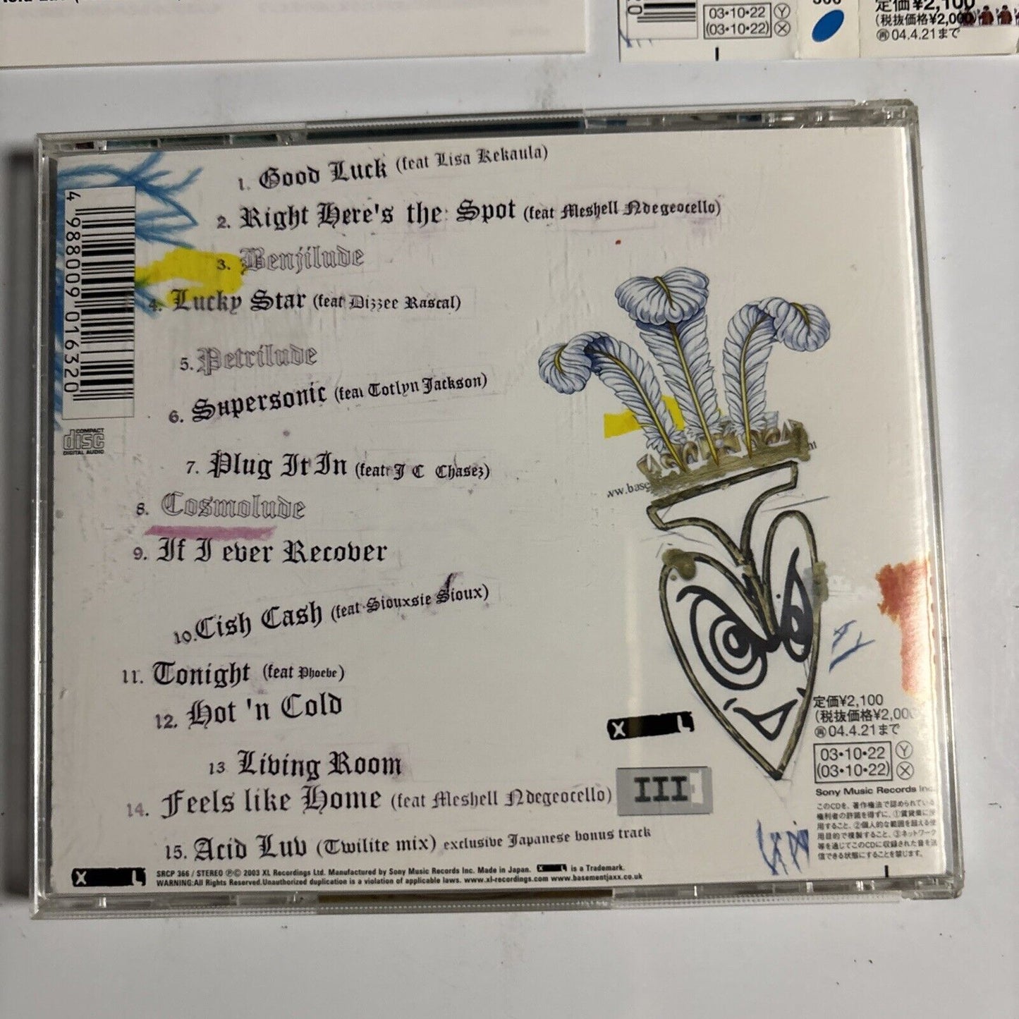 Basement Jaxx – Kish Kash (CD, 2003) srcp-366 Japan Bonus Track, obi