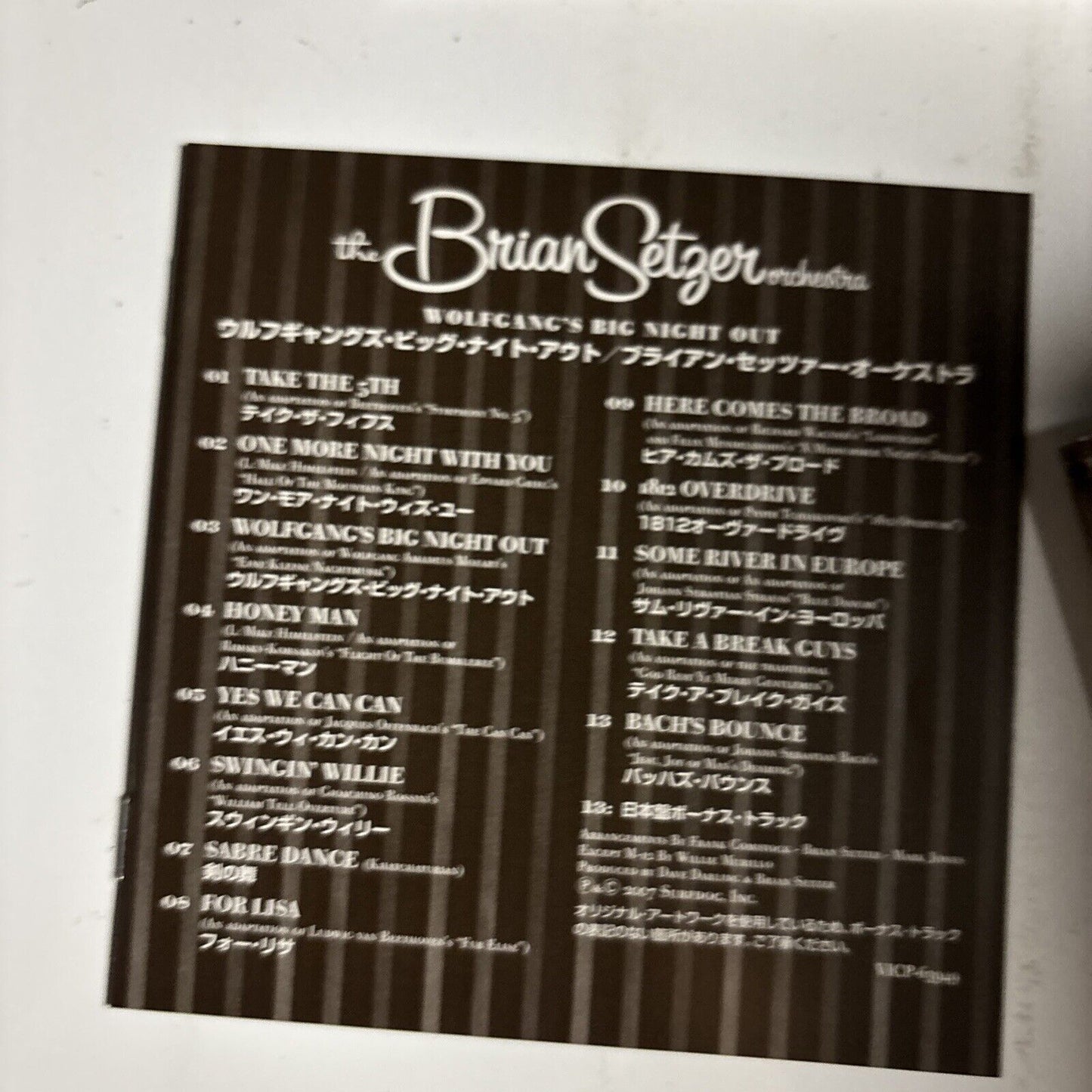 The Brian Setzer Orchestra – Wolfgang's Big Night Out CD 2007 Japan Bonus Track