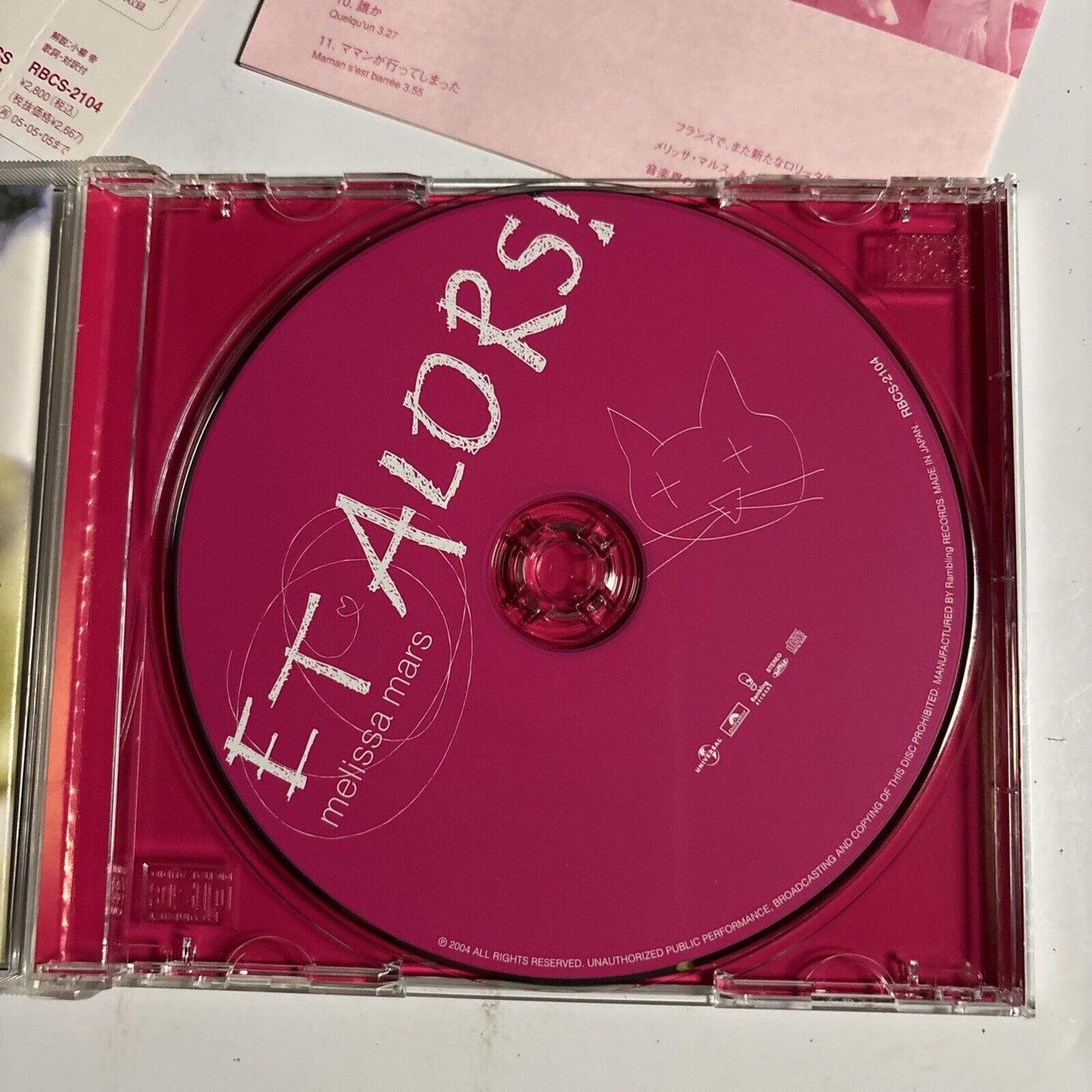 Melissa Mars – Et Alors ! (CD, 2004) rbcs-2104 Japan obi