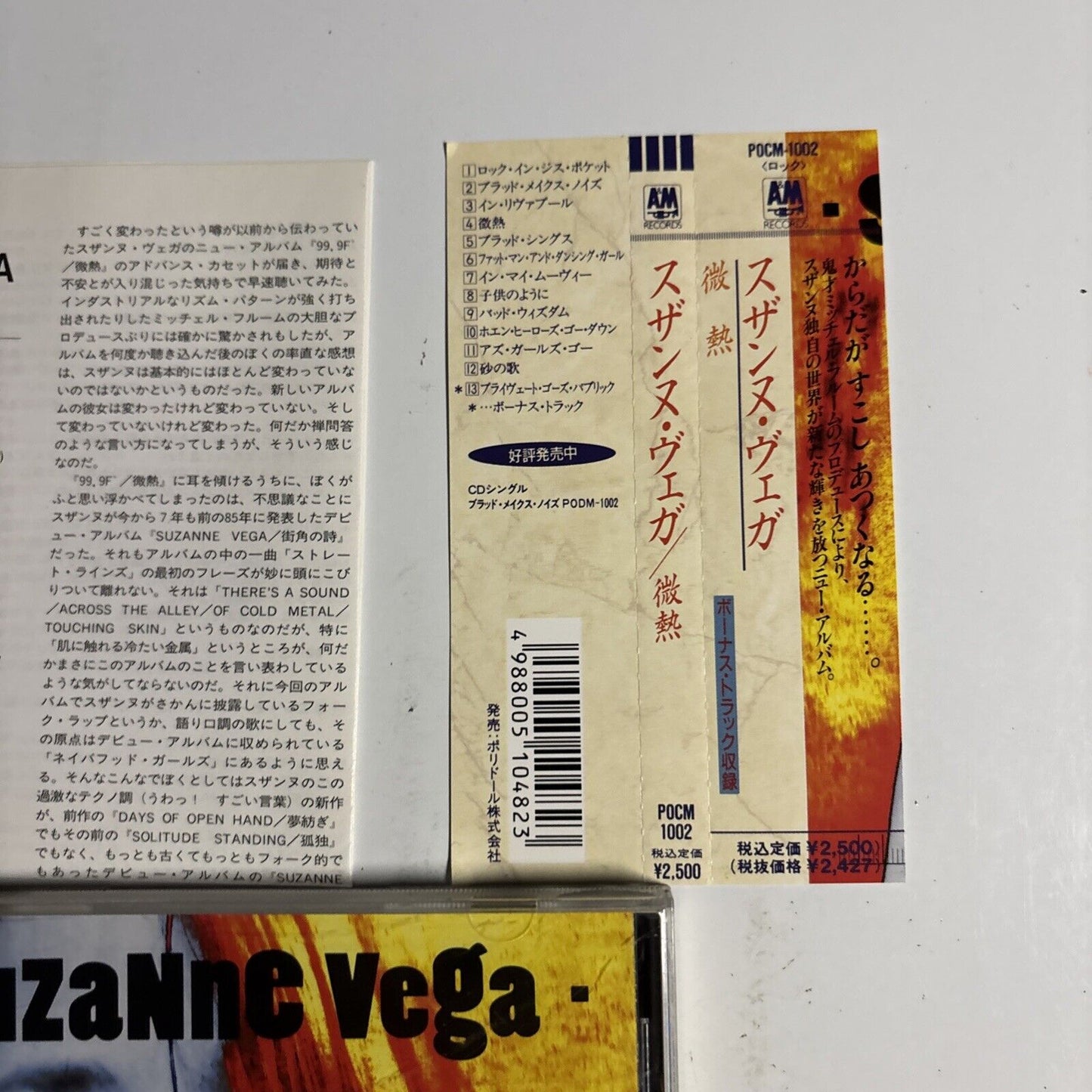 Suzanne Vega – 99.9F (CD, 1992) pocm-1002 Japan obi