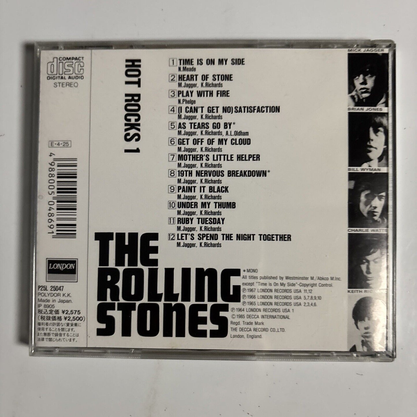 The Rolling Stones – Hot Rocks 1 (CD, 1989) p25l-25047 Japan