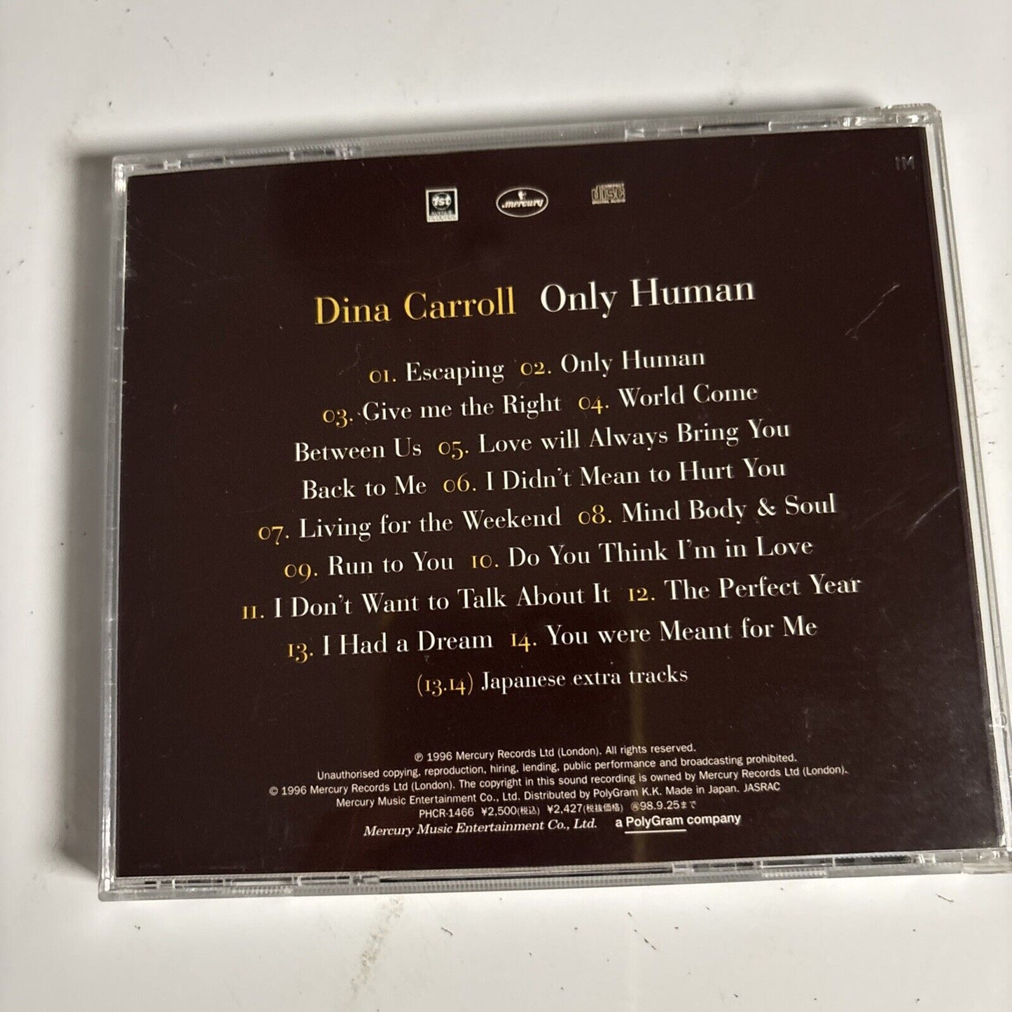 Dina Carroll – Only Human (CD, 1996) phcr-1466 Japan