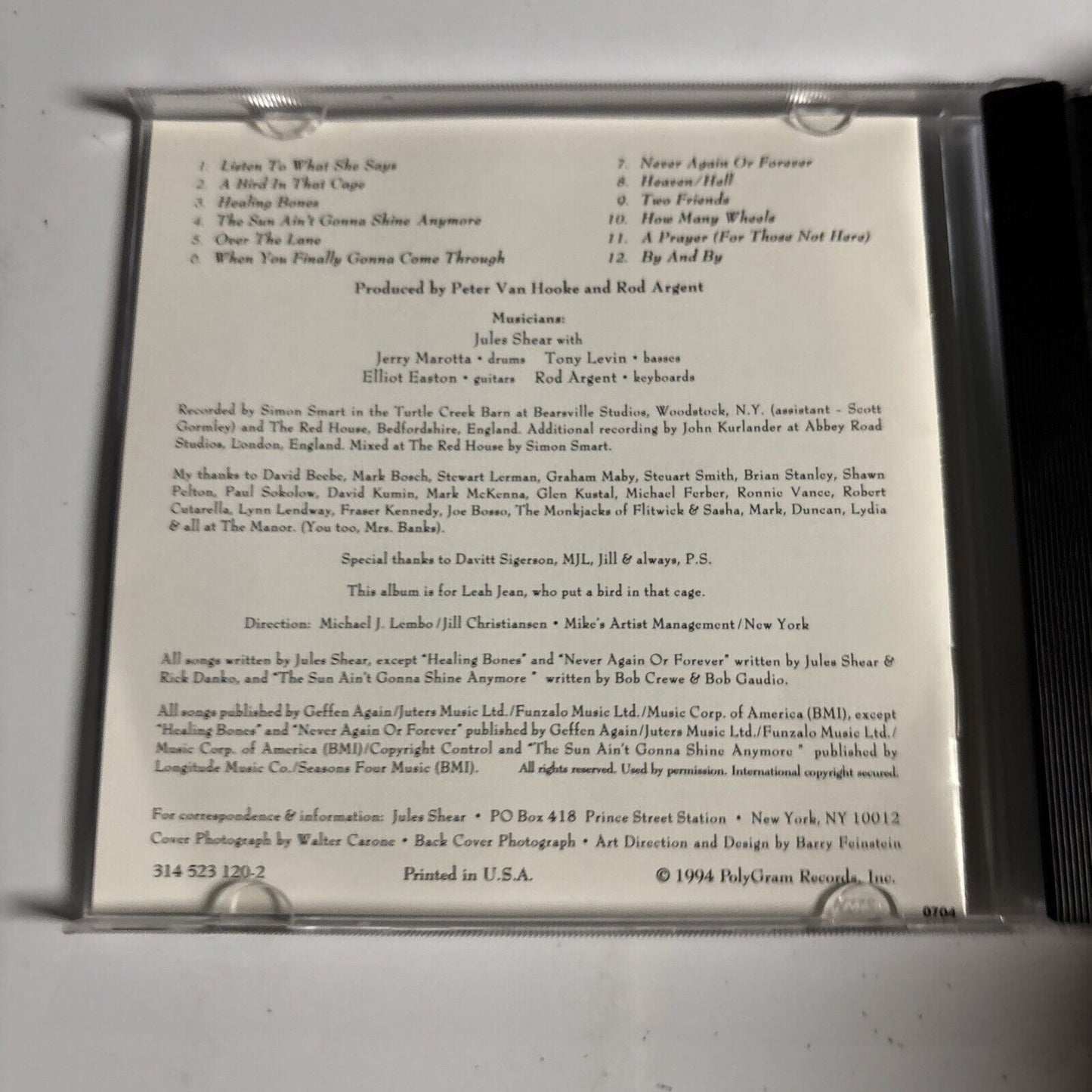 Jules Shear – Healing Bones (CD, 1994)