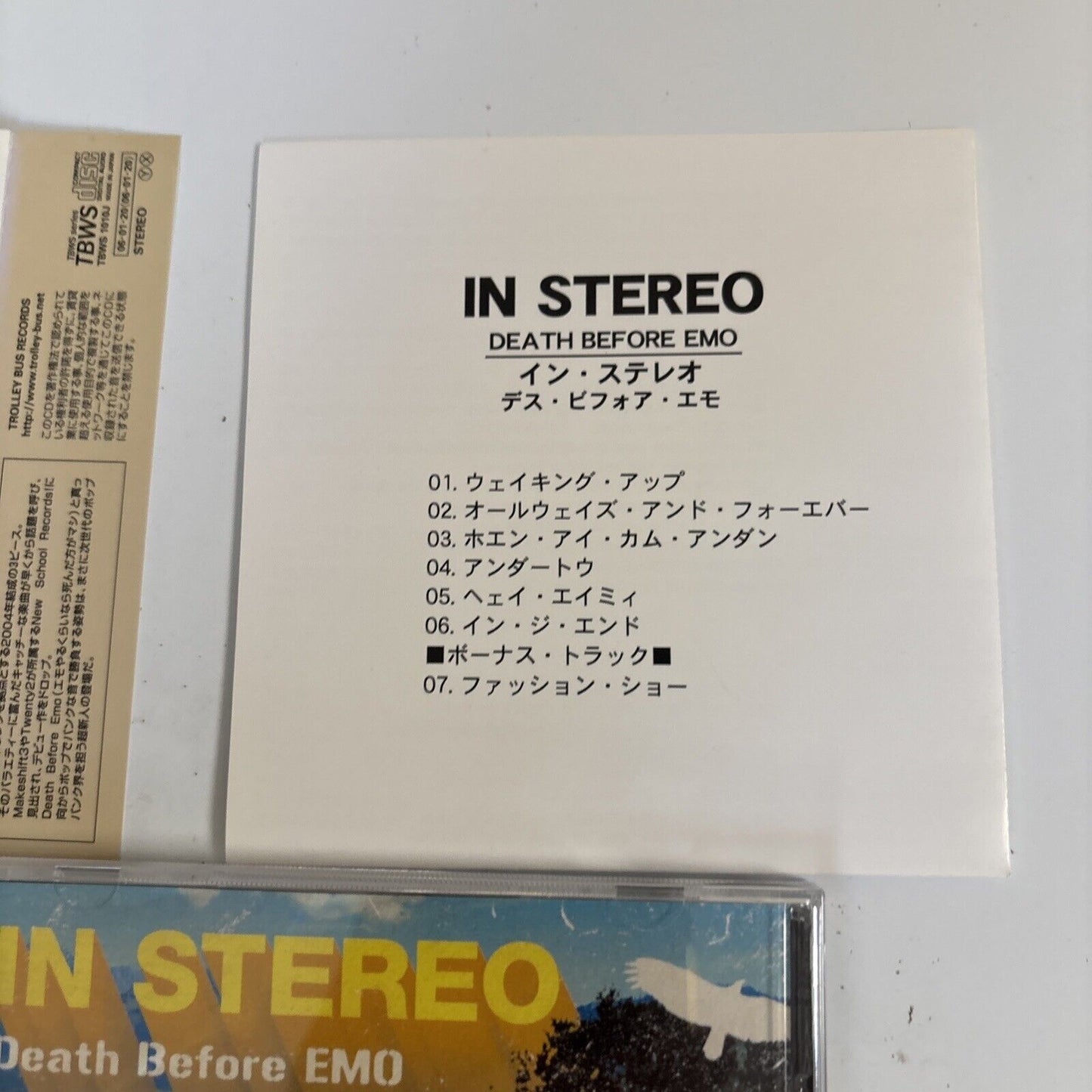 In Stereo – Death Before EMO (CD, 2006) tbws-1010j Japan Bonus Track, obi