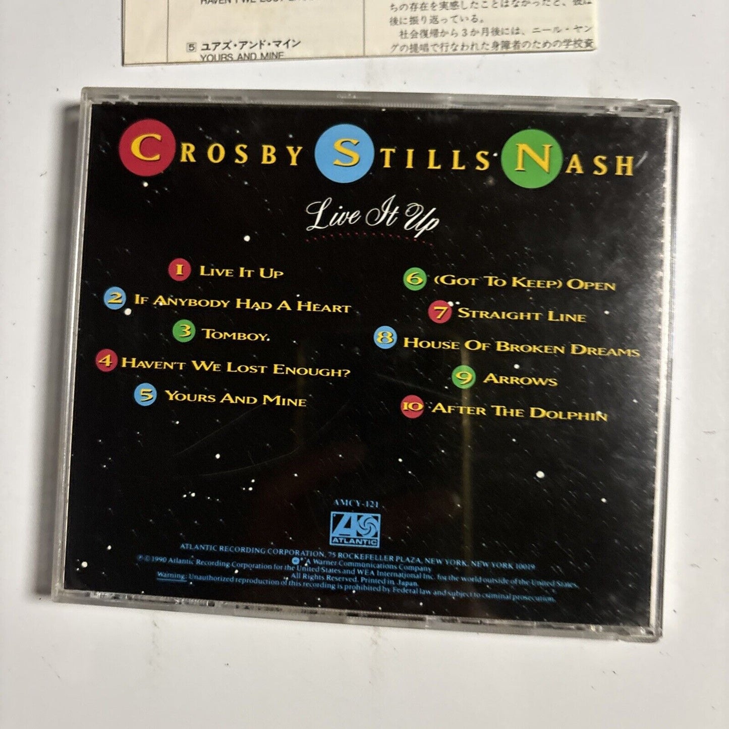 Crosby, Stills & Nash – Live It Up (CD, 1990) amcy-121 Japan