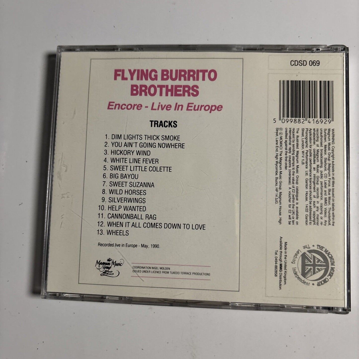 Flying Burrito Brothers – Encore - Live In Europe (CD, 1991) CDSD 069