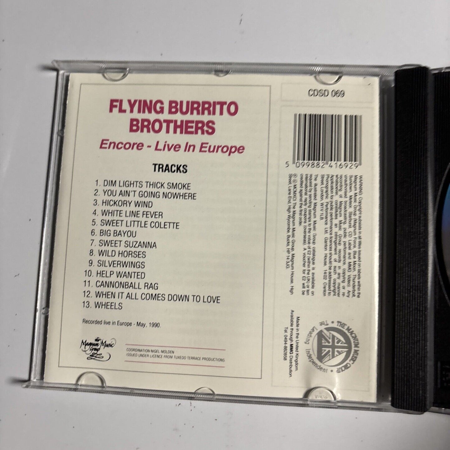 Flying Burrito Brothers – Encore - Live In Europe (CD, 1991) CDSD 069