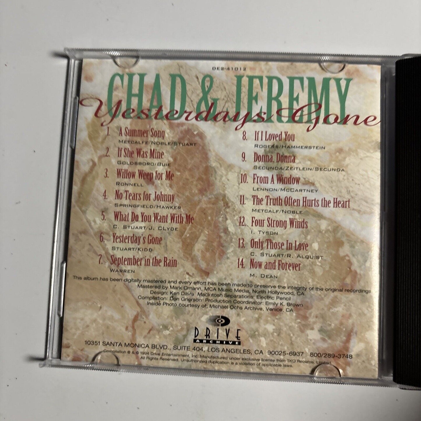 Chad & Jeremy – Yesterdays Gone (CD, 1994) DE2-41021