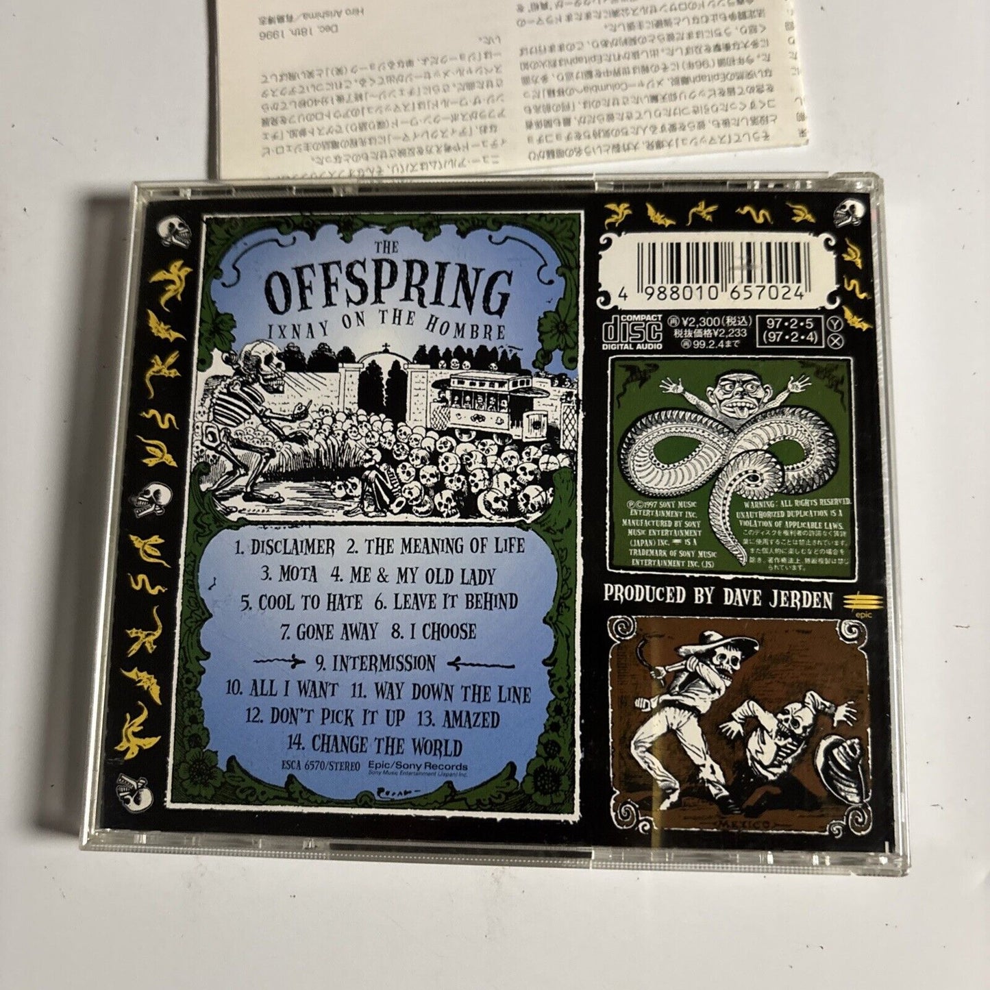 The Offspring – Ixnay On The Hombre (CD, 1997) ESCA 6570 Japan