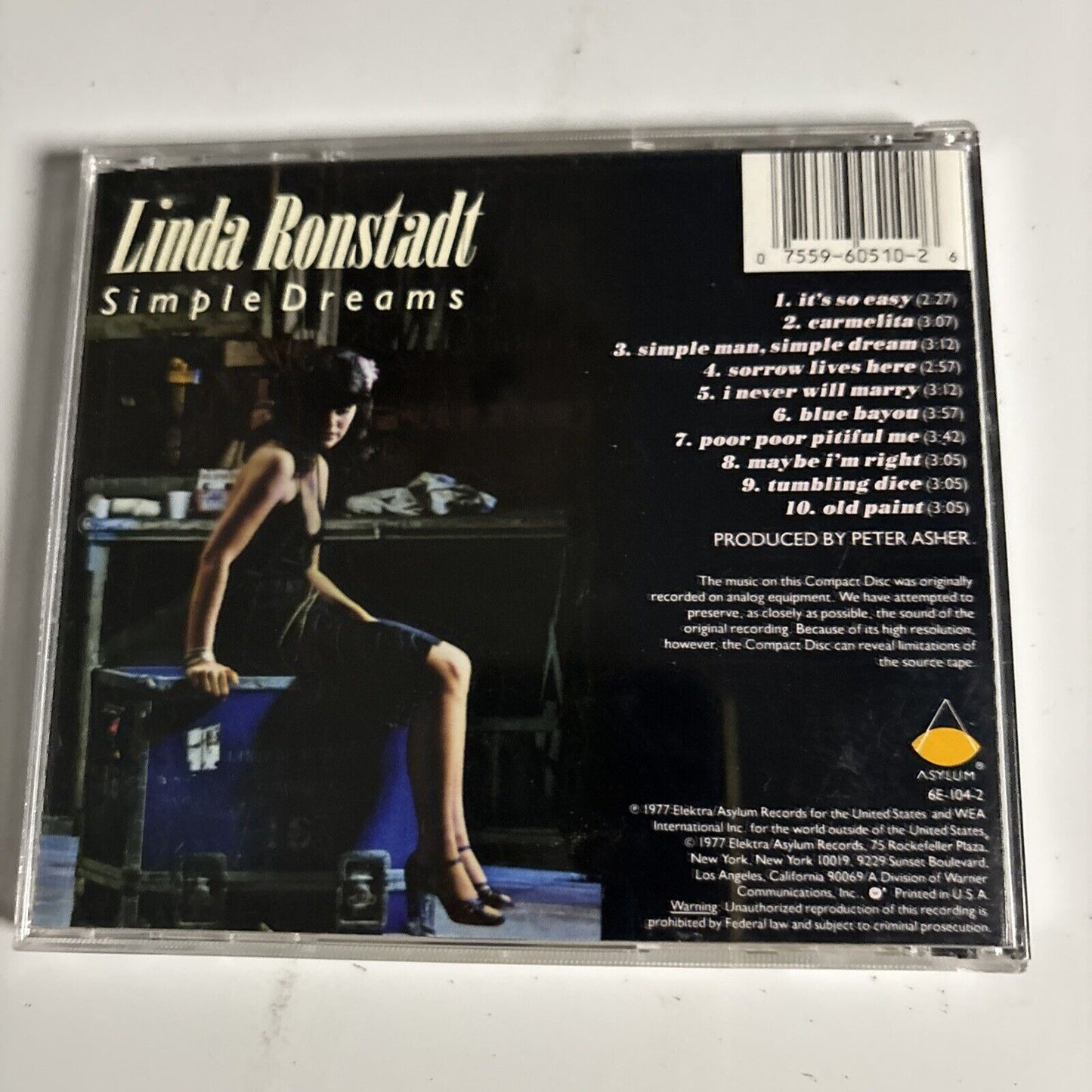 Linda Ronstadt – Simple Dreams (CD, 1977) 6E-104-2