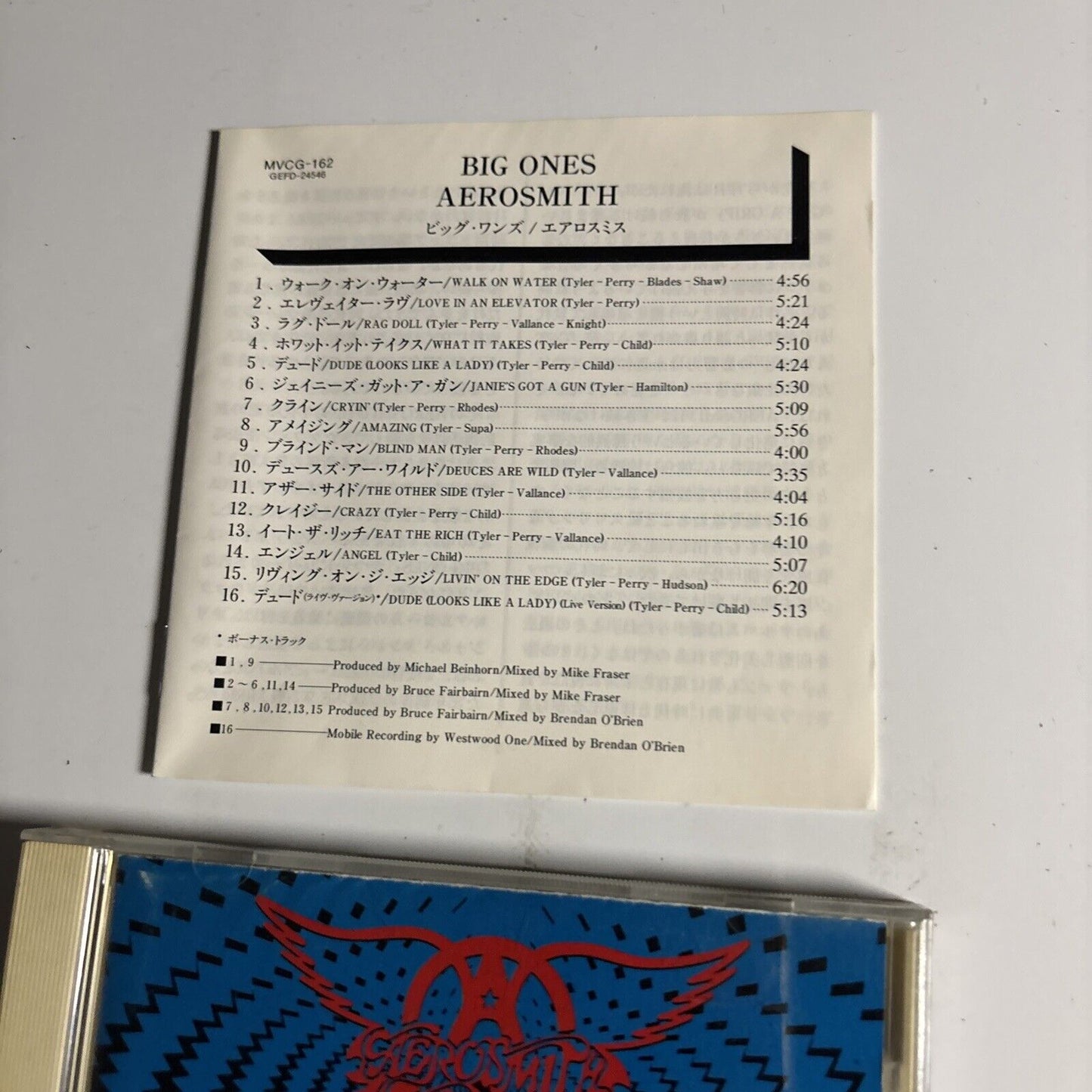 Aerosmith – Big Ones (CD, 1994) mvcg-162 Japan