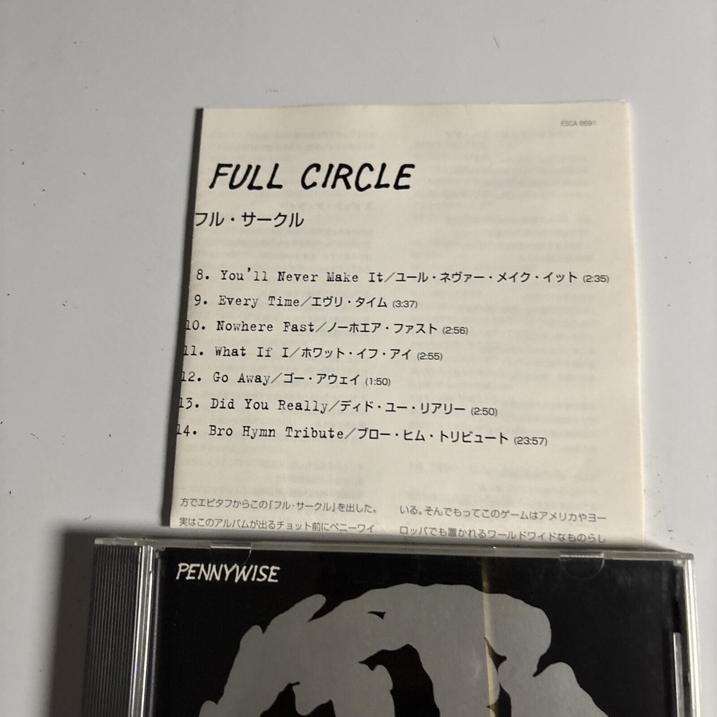 Pennywise – Full Circle (CD, 1997) esca-6691 Japan