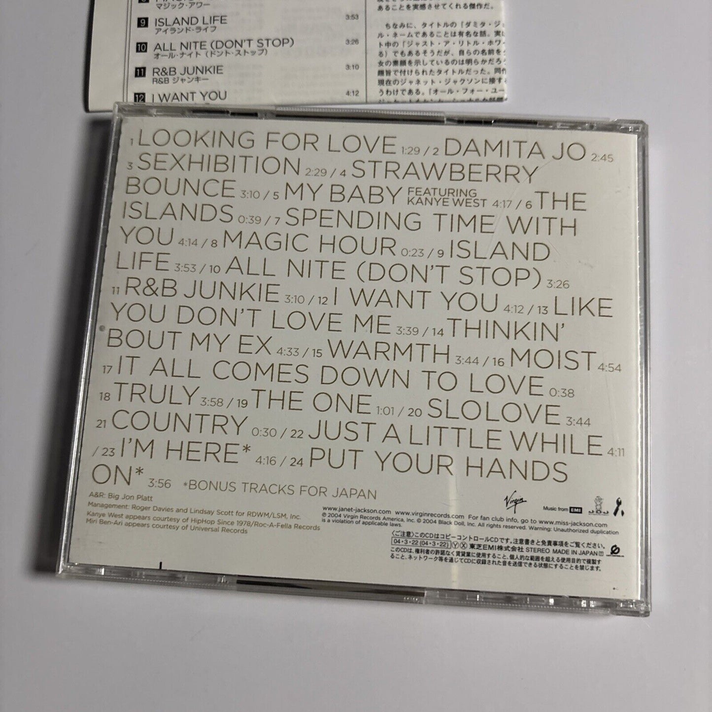 Janet Jackson – Damita Jo (CD, 2004) vjcp-68630 Japan Bonus Track
