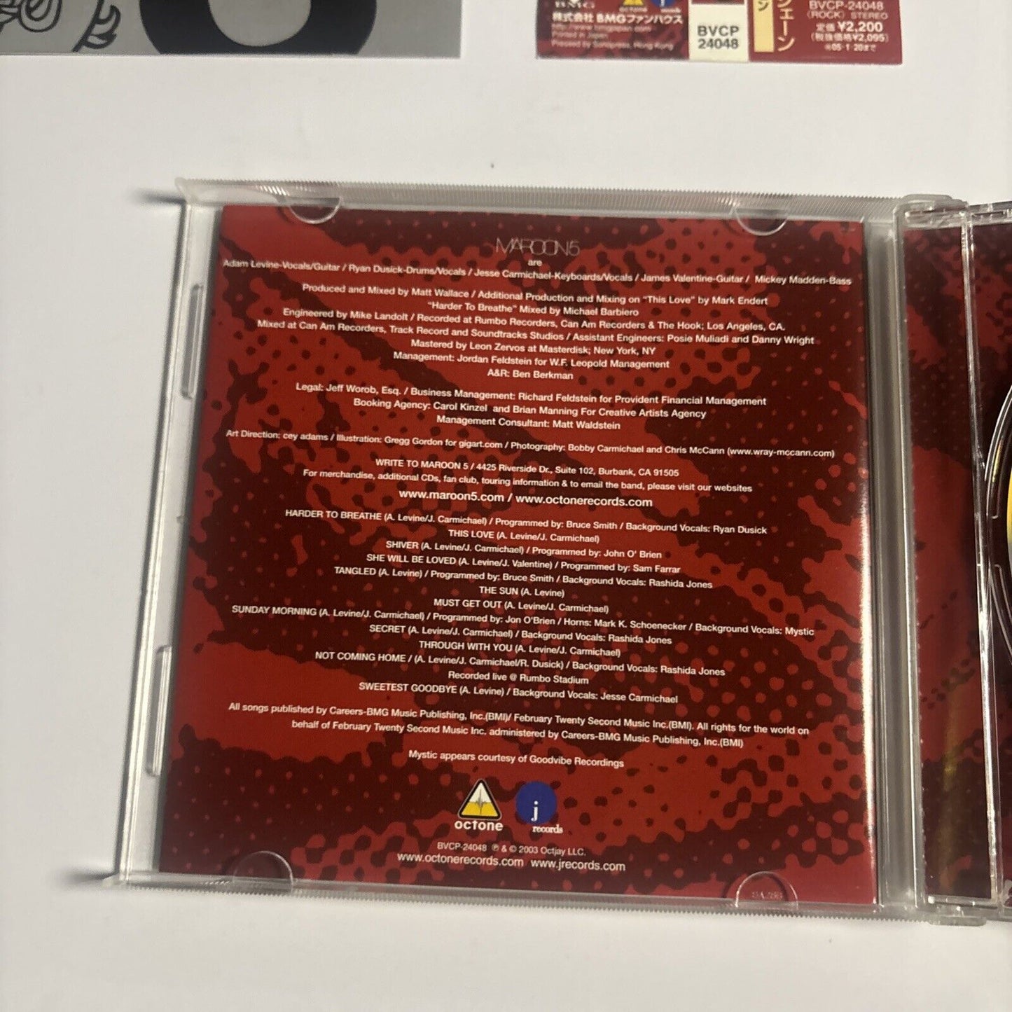 Maroon 5 – Songs About Jane (CD, 2004) bvcp-24048 Japan obi