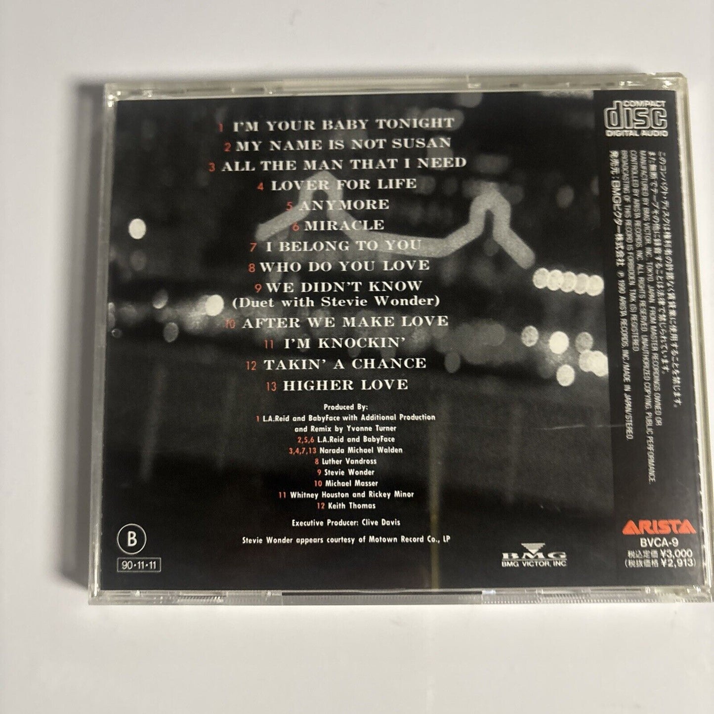 Whitney Houston  – I'm Your Baby Tonight (CD, 1990) bvca-9 Japan