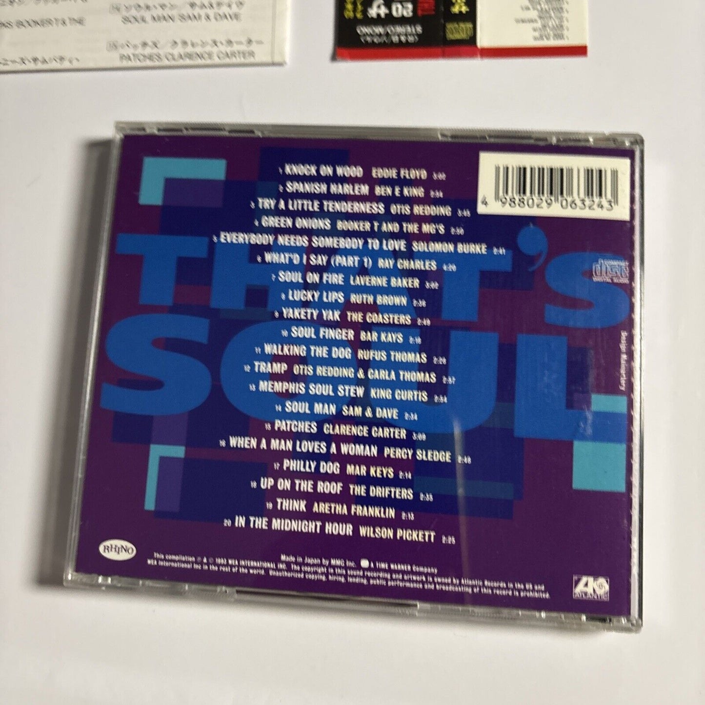 Various – That's Soul (20 Atlantic Soul Classics) (CD, 1993) amcy-632 Japan obi