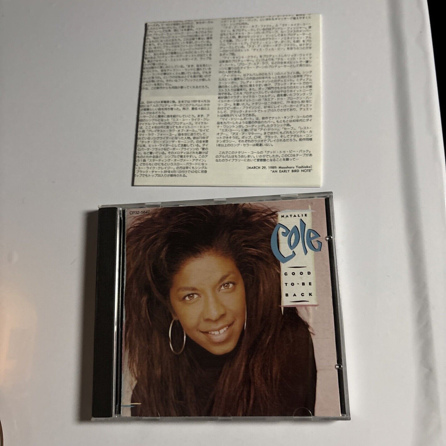 Natalie Cole – Good To Be Back (CD, 1990) cp32-5847 Japan