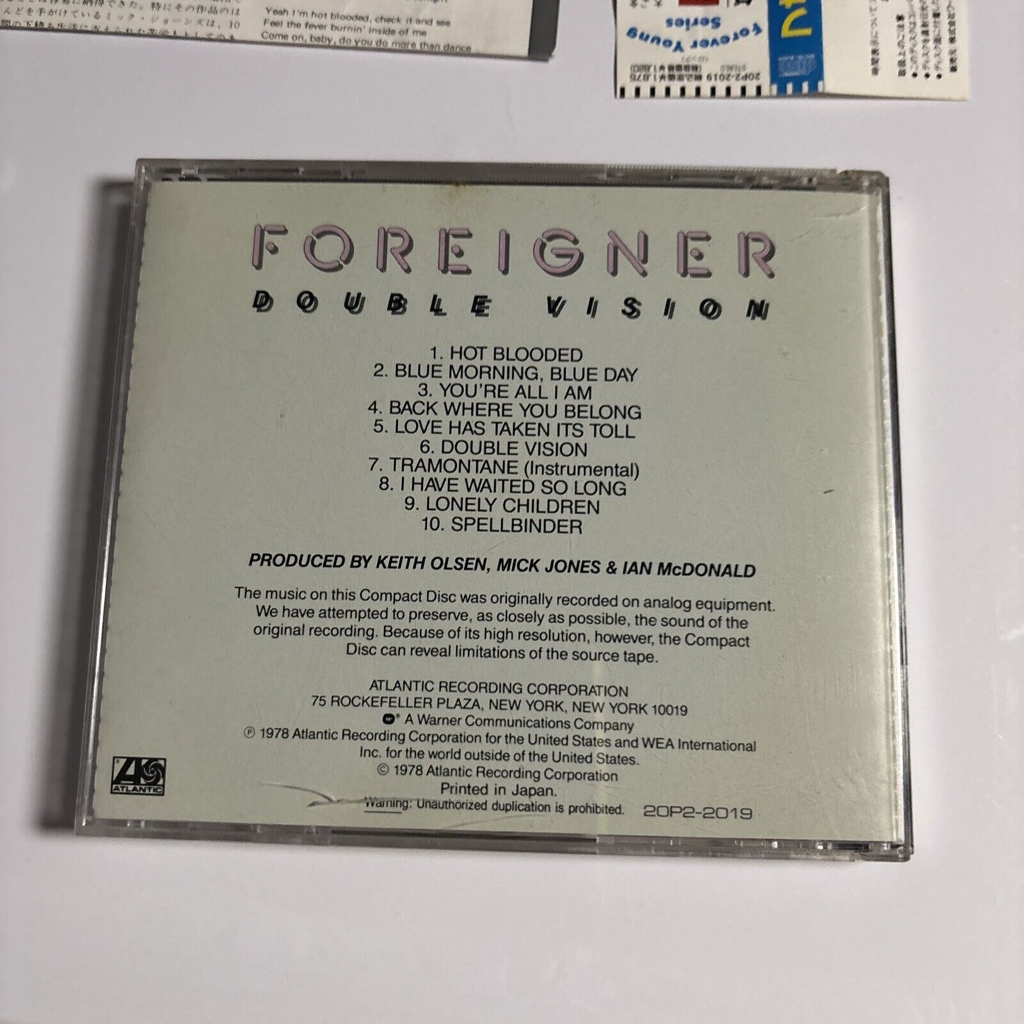 Foreigner – Double Vision (CD, 1978) 20p2-2019 Japan obi