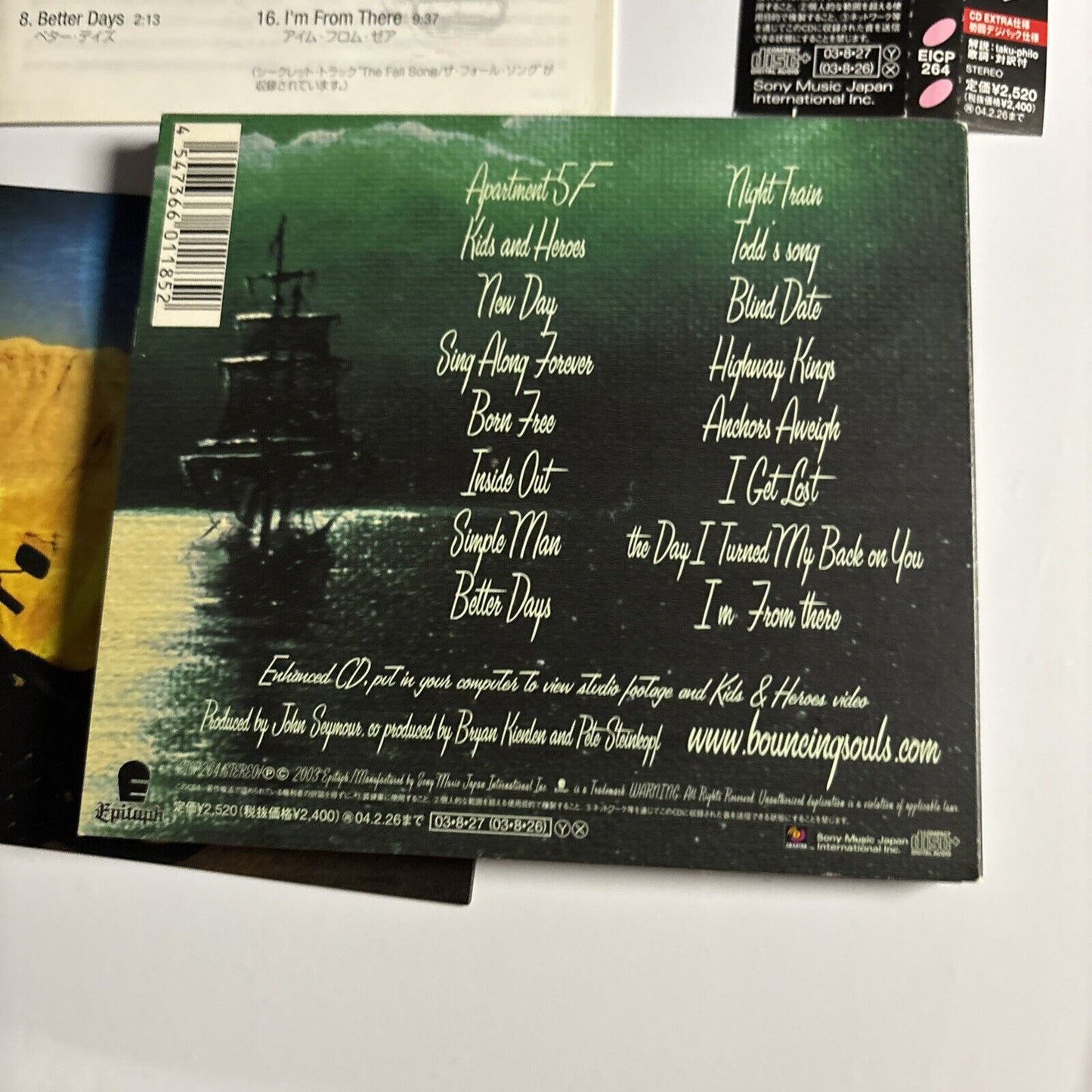 The Bouncing Souls – Anchors Aweigh (CD, 2003) eicp-264 Japan obi, digipak